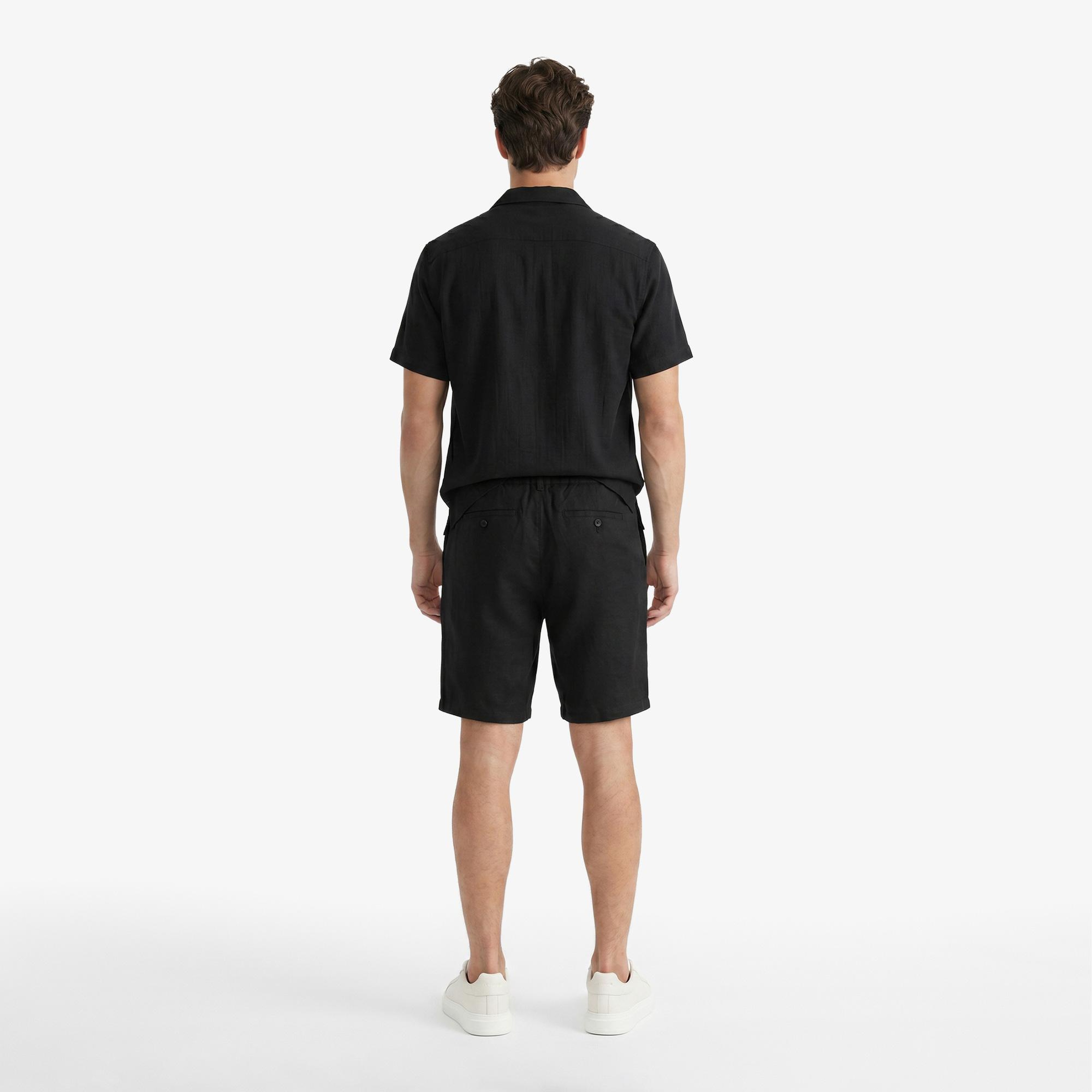 Nautica Erkek Siyah Regular Fit Keten Şort