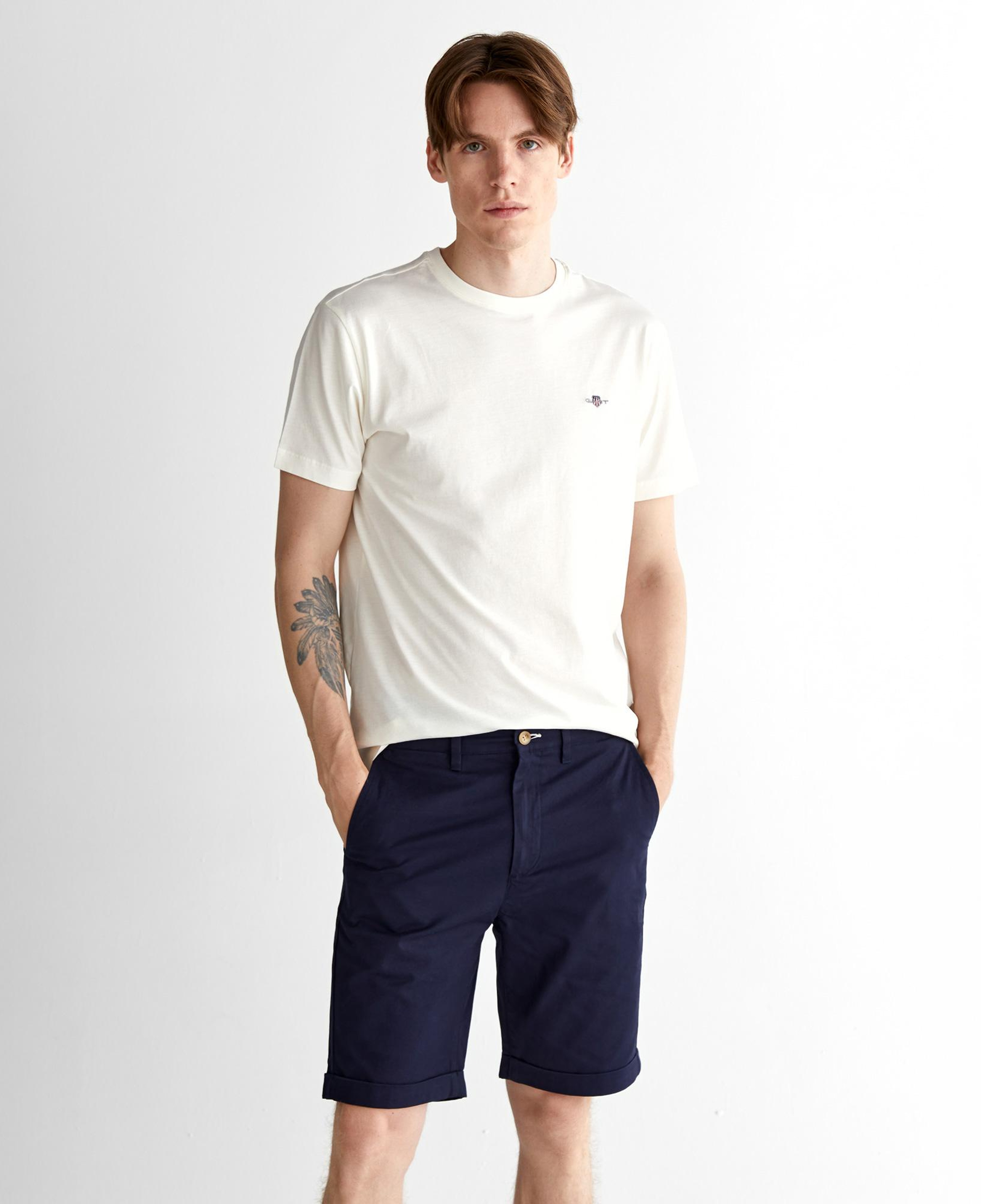 GANT Erkek Krem Regular Fit Bisiklet Yaka T-Shirt