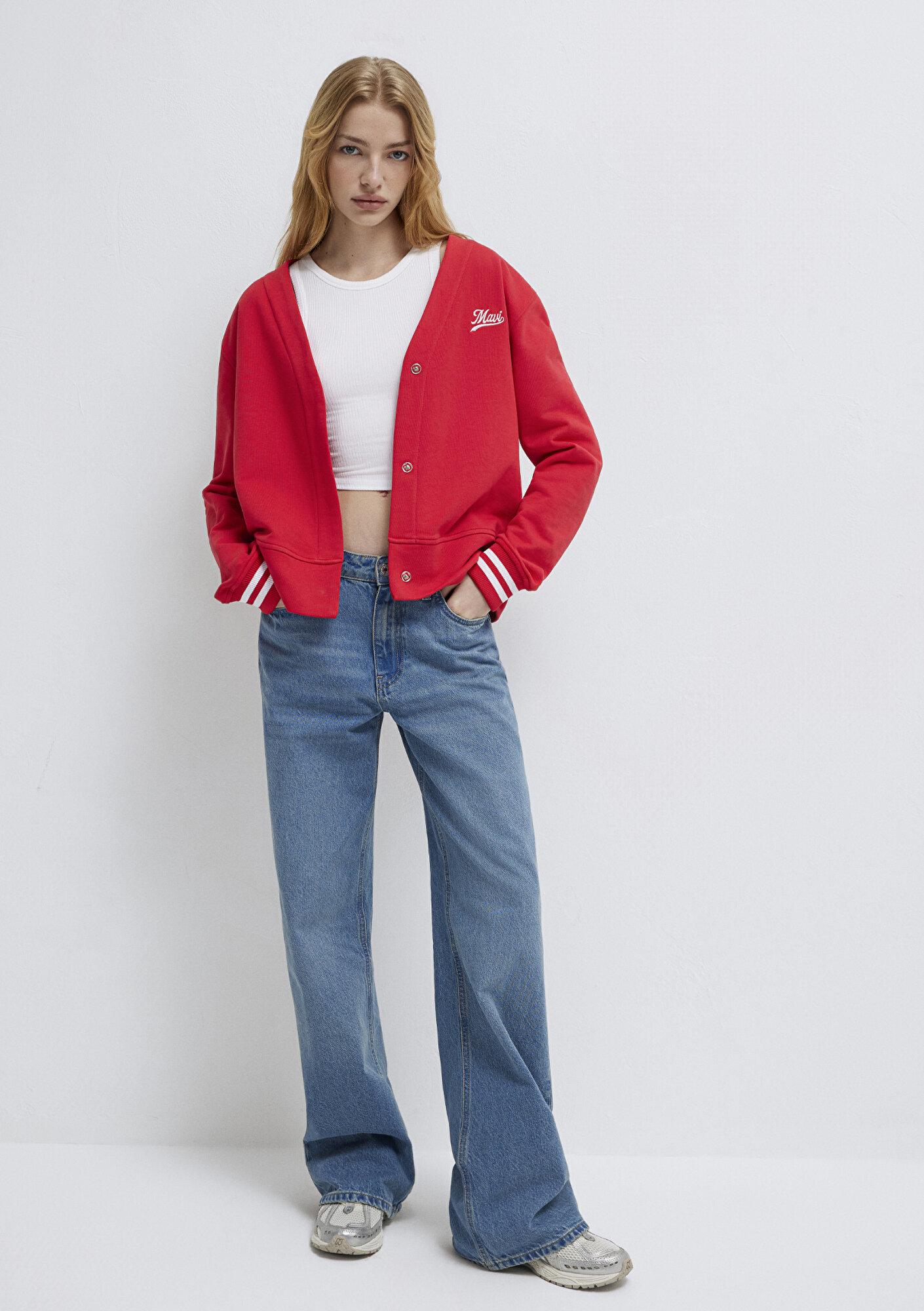 Mavi Mavi Baskılı Kırmızı Sweatshirt 1S10511-70477