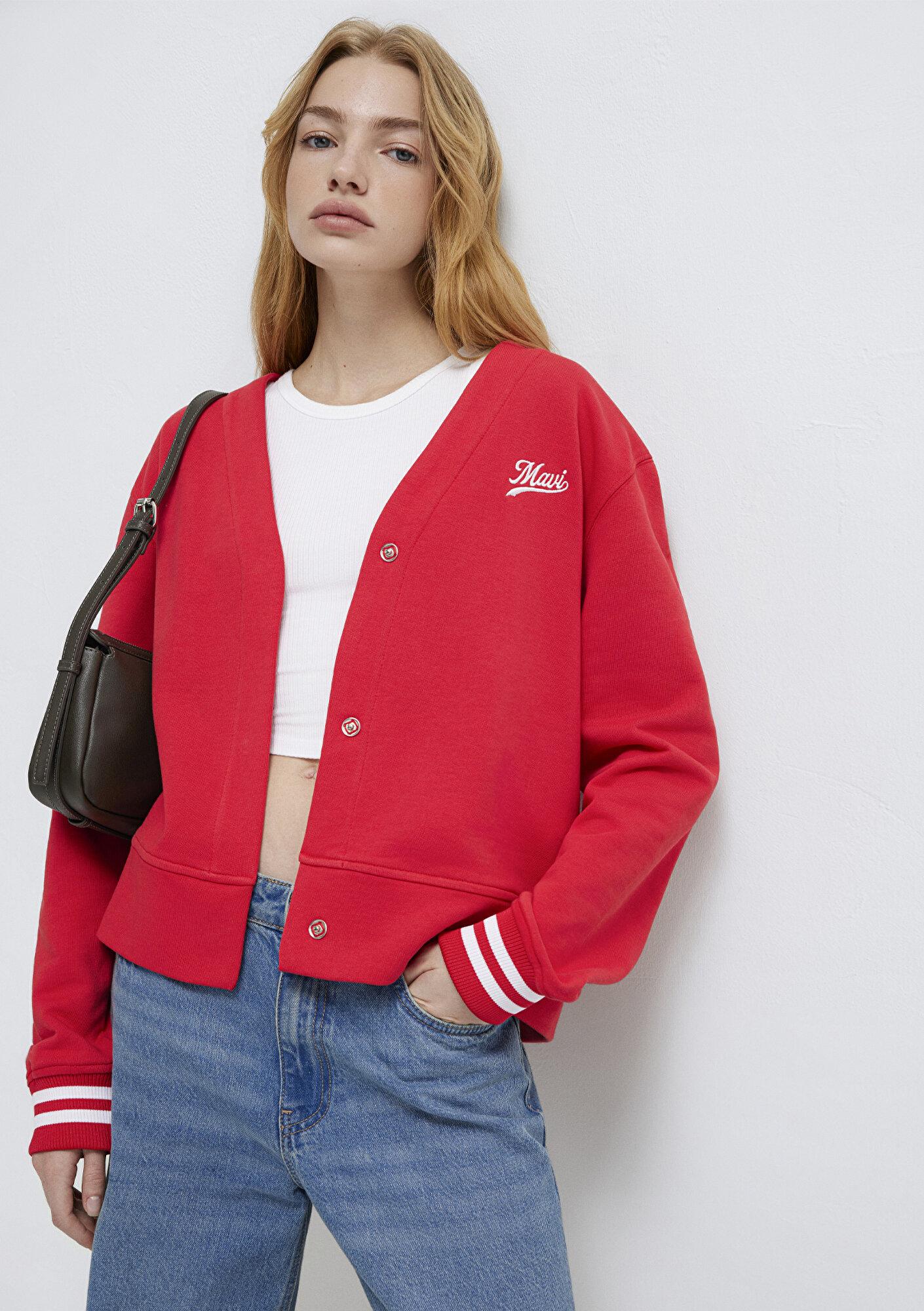 Mavi Mavi Baskılı Kırmızı Sweatshirt 1S10511-70477