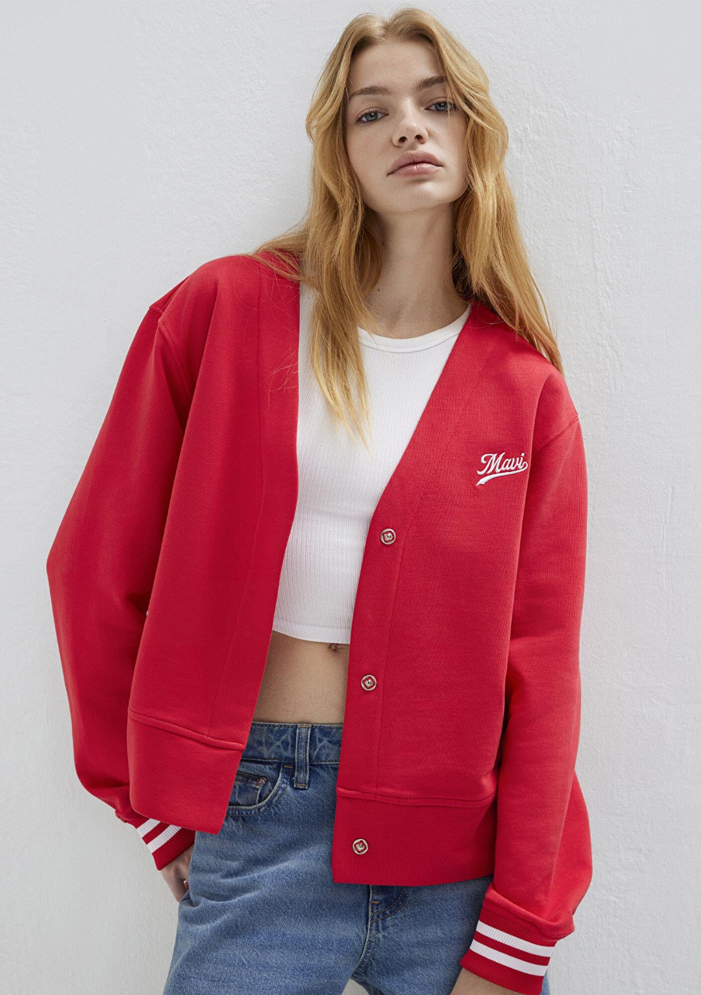 Mavi Mavi Baskılı Kırmızı Sweatshirt 1S10511-70477
