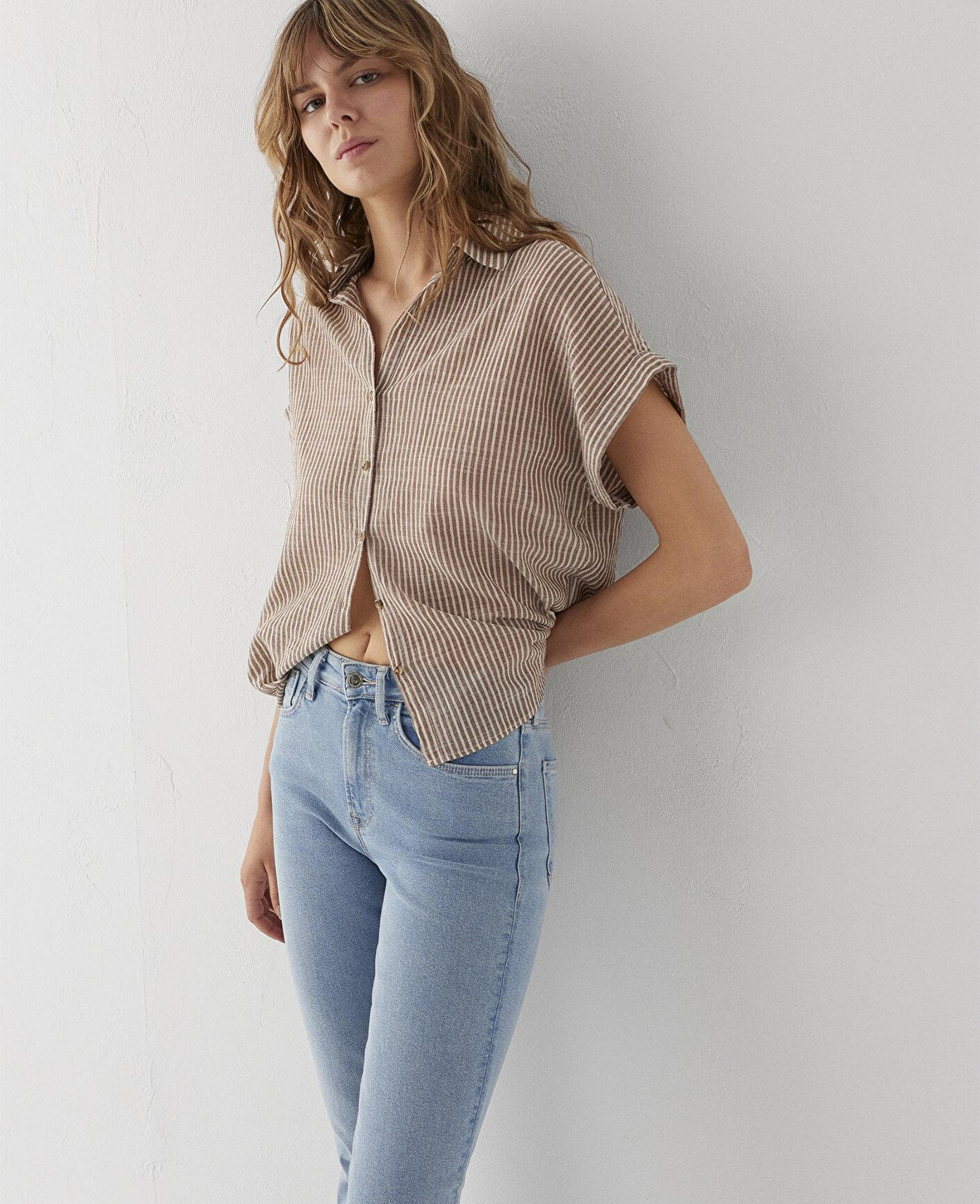 Mavi Çizgili Gömlek Loose Fit / Bol Rahat Kesim 1210445-85431