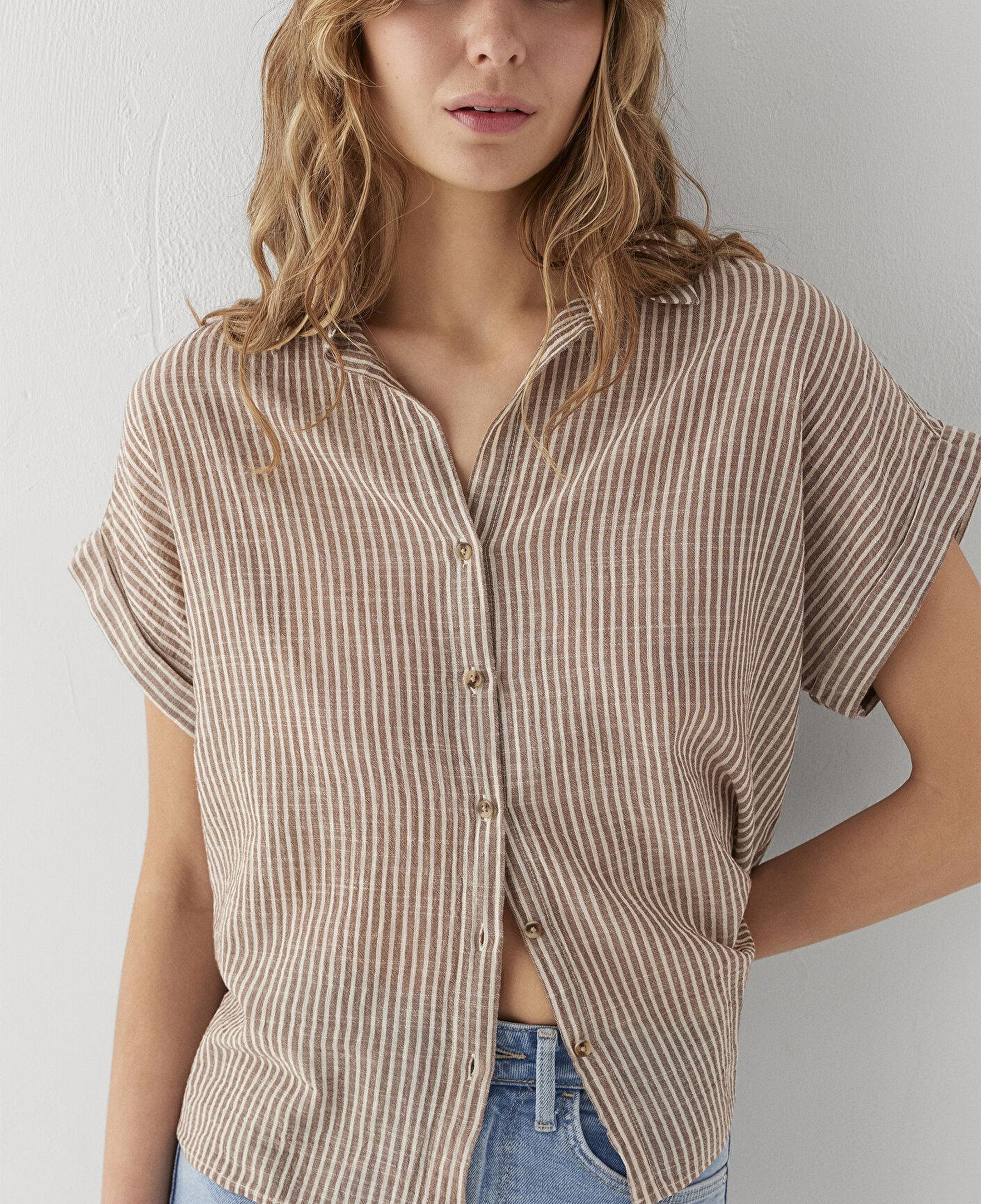 Mavi Çizgili Gömlek Loose Fit / Bol Rahat Kesim 1210445-85431