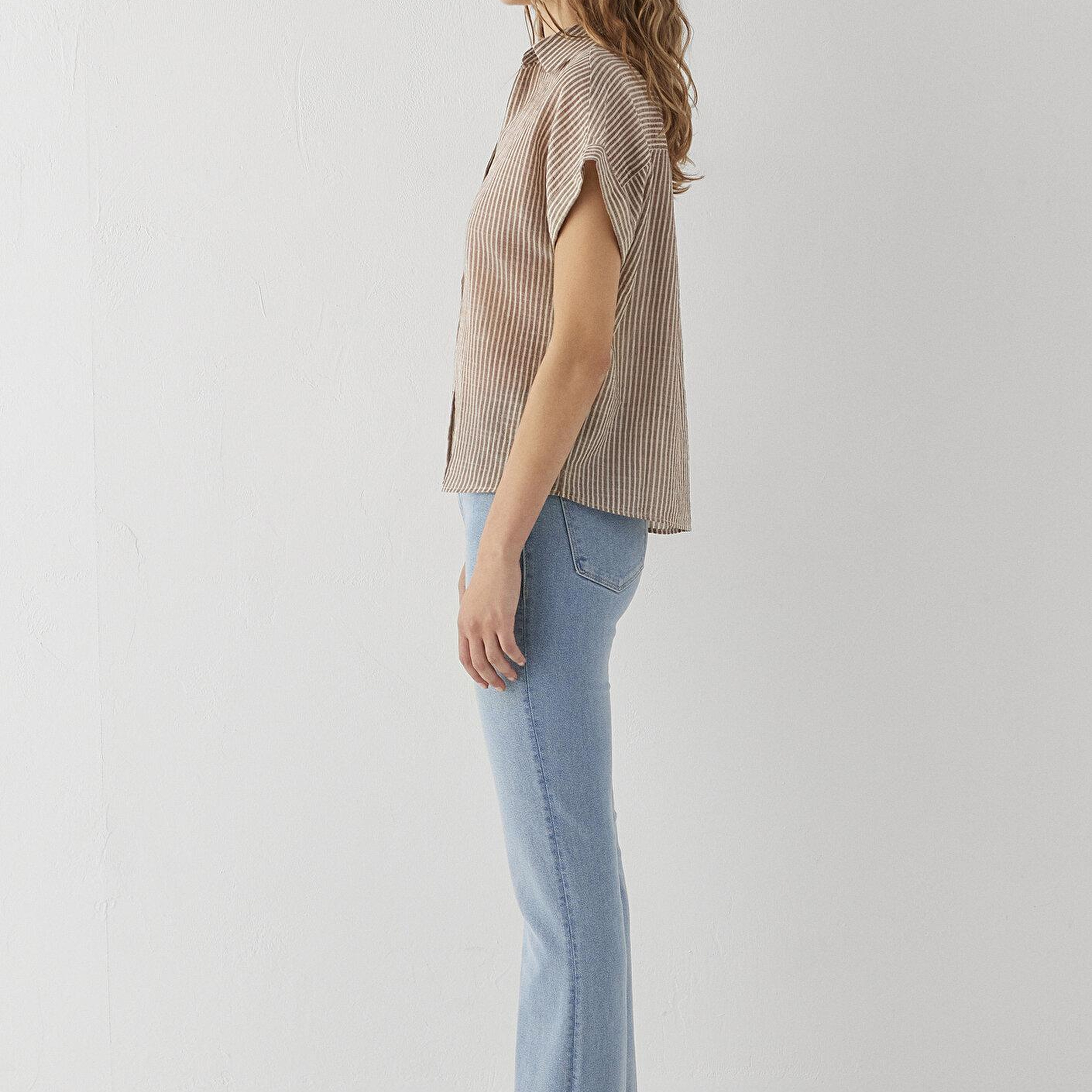 Mavi Çizgili Gömlek Loose Fit / Bol Rahat Kesim 1210445-85431