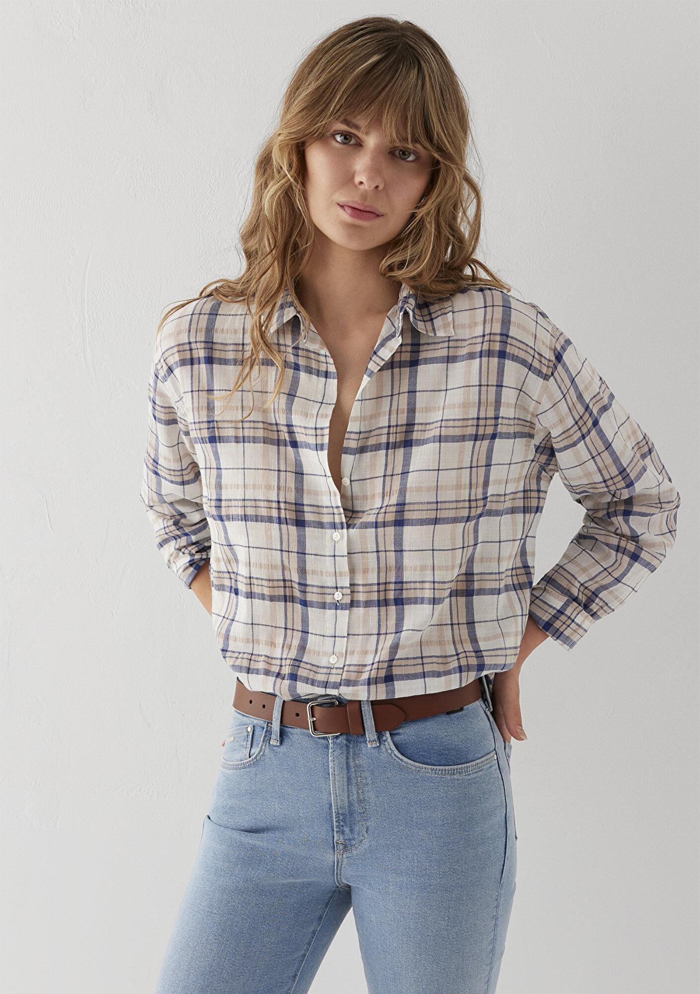 Mavi Lacivert Gömlek Oversize / Geniş Kesim 1211543-91541