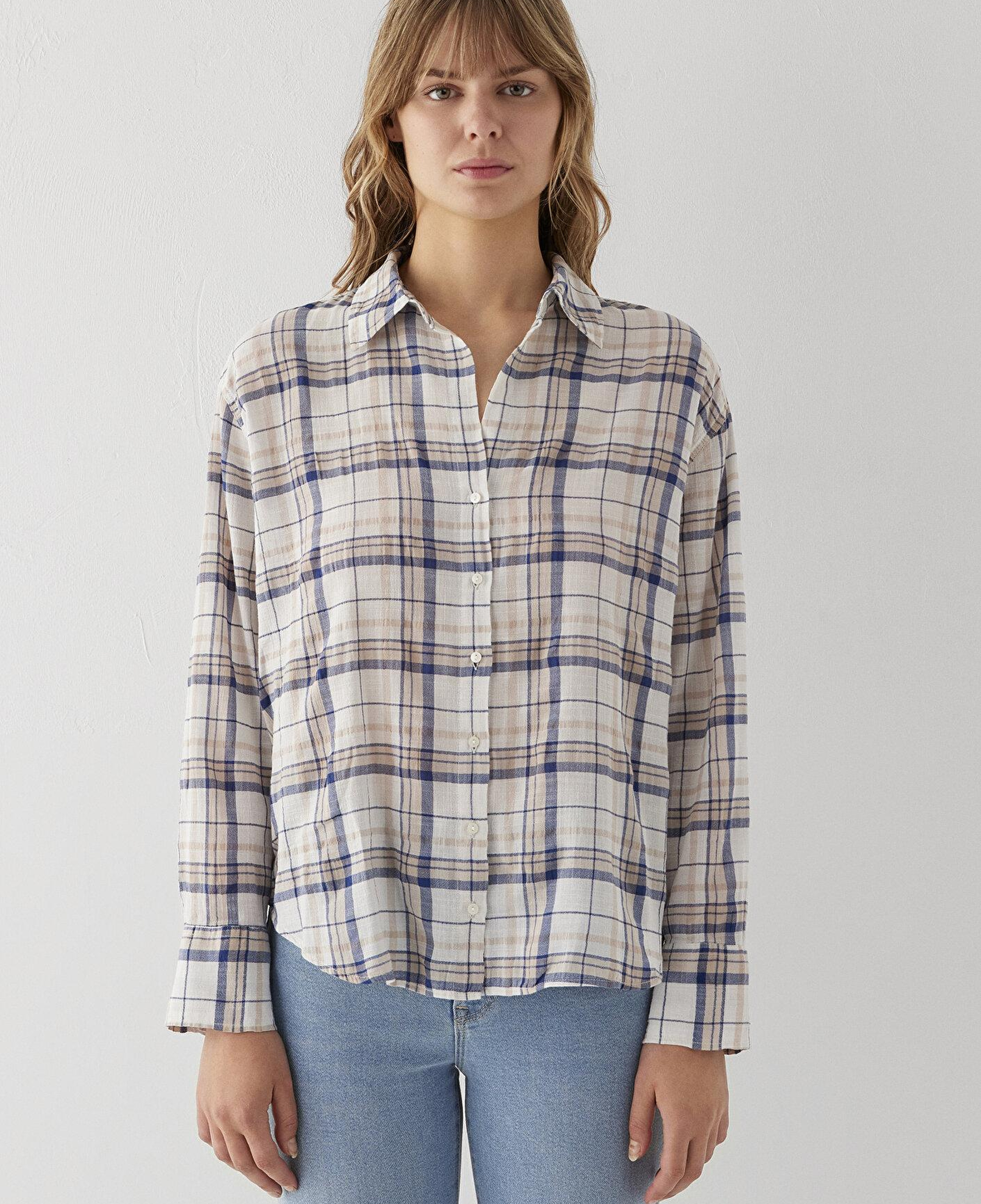 Mavi Lacivert Gömlek Oversize / Geniş Kesim 1211543-91541