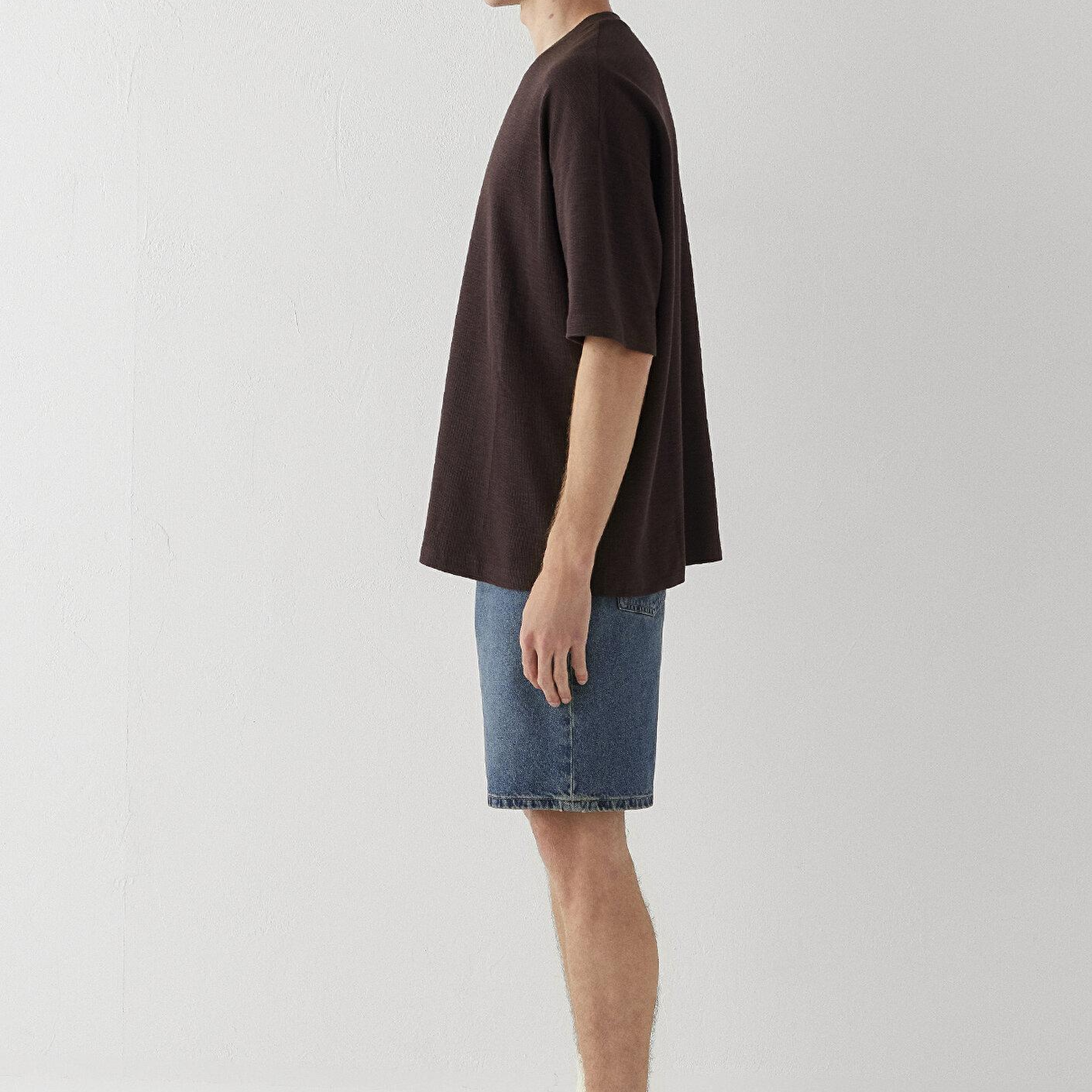 Mavi Kahverengi Tişört Oversize / Geniş Kesim 0613665-88083