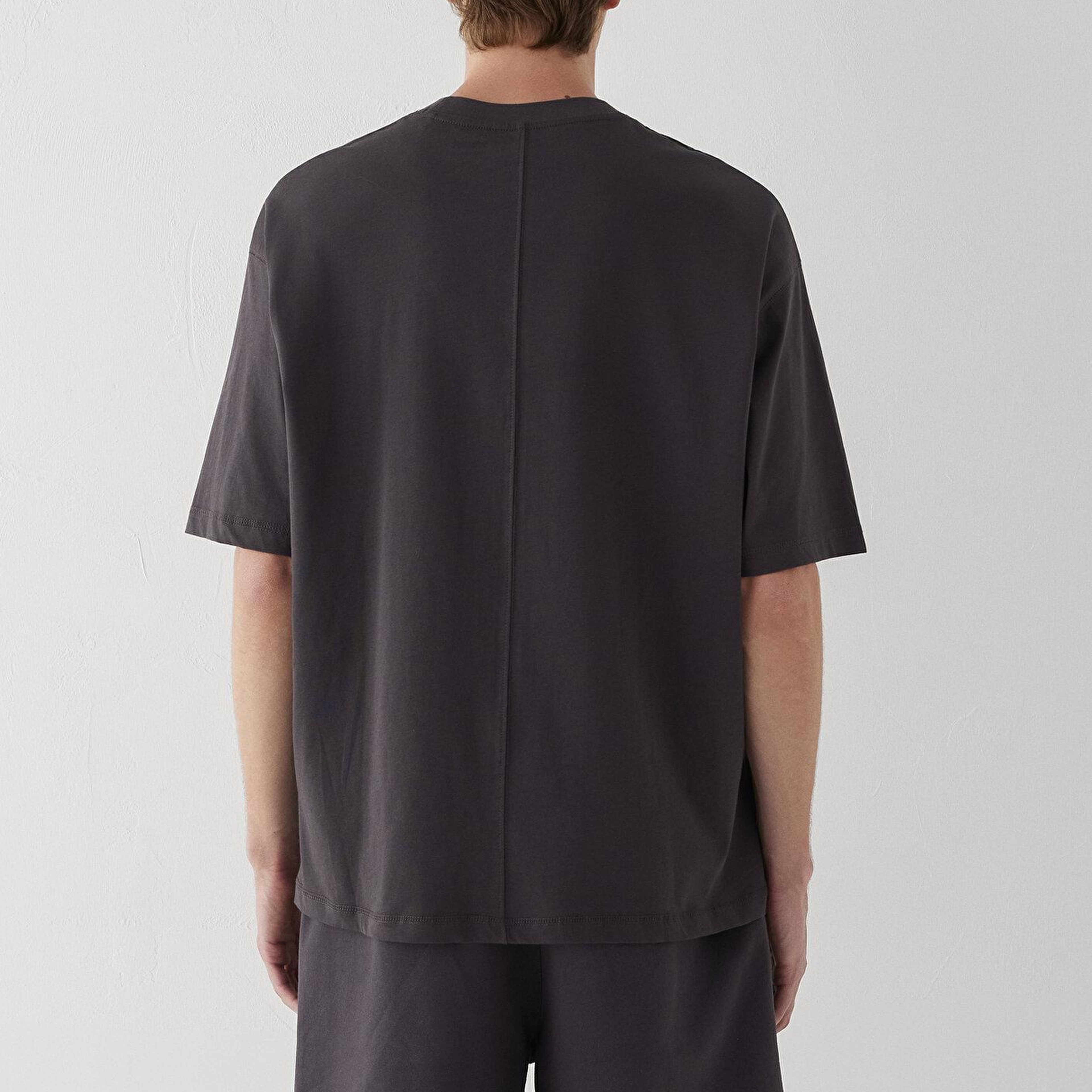 Mavi Antrasit Tişört Oversize / Geniş Kesim 0613667-70087