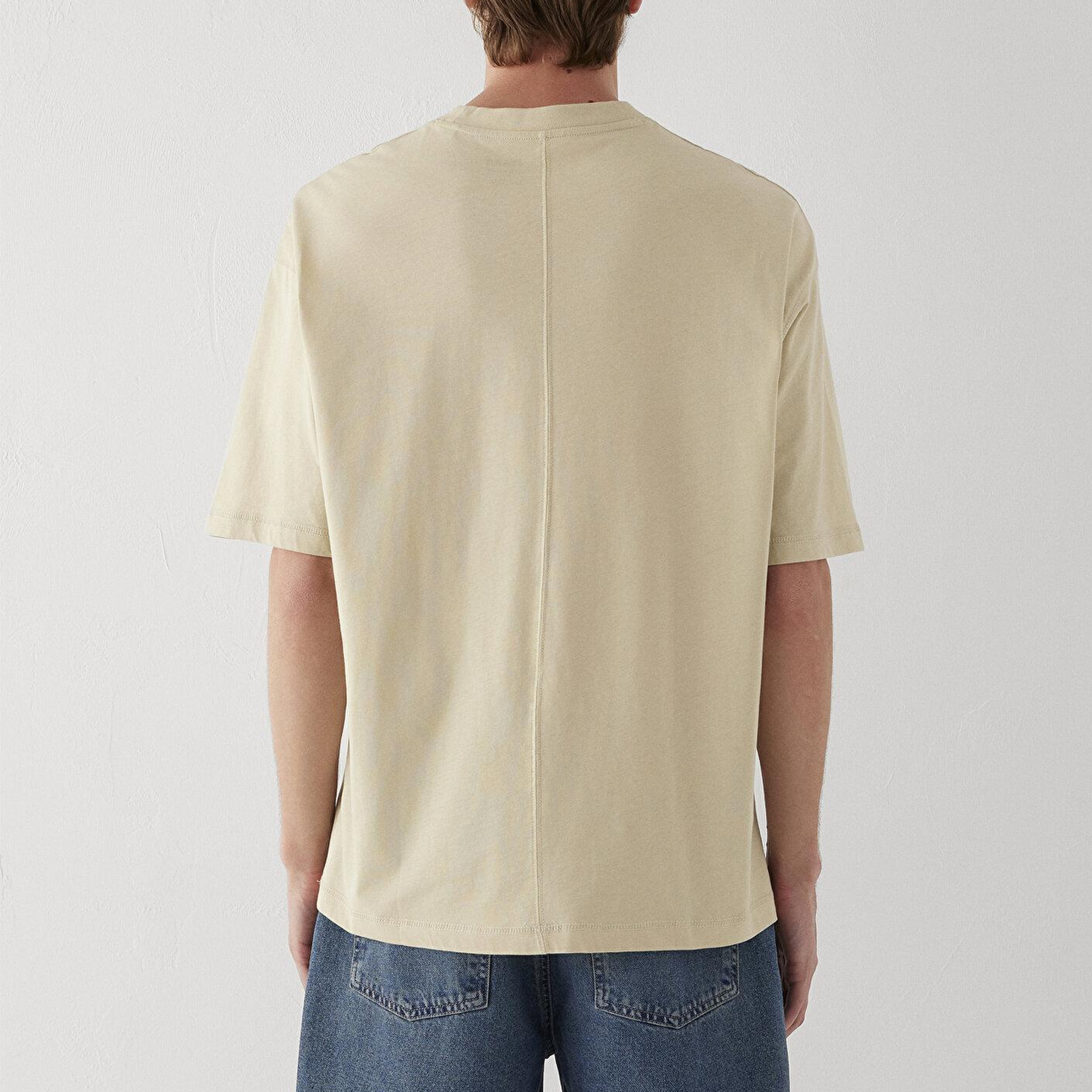 Mavi Kahverengi Tişört Oversize / Geniş Kesim 0613667-70326