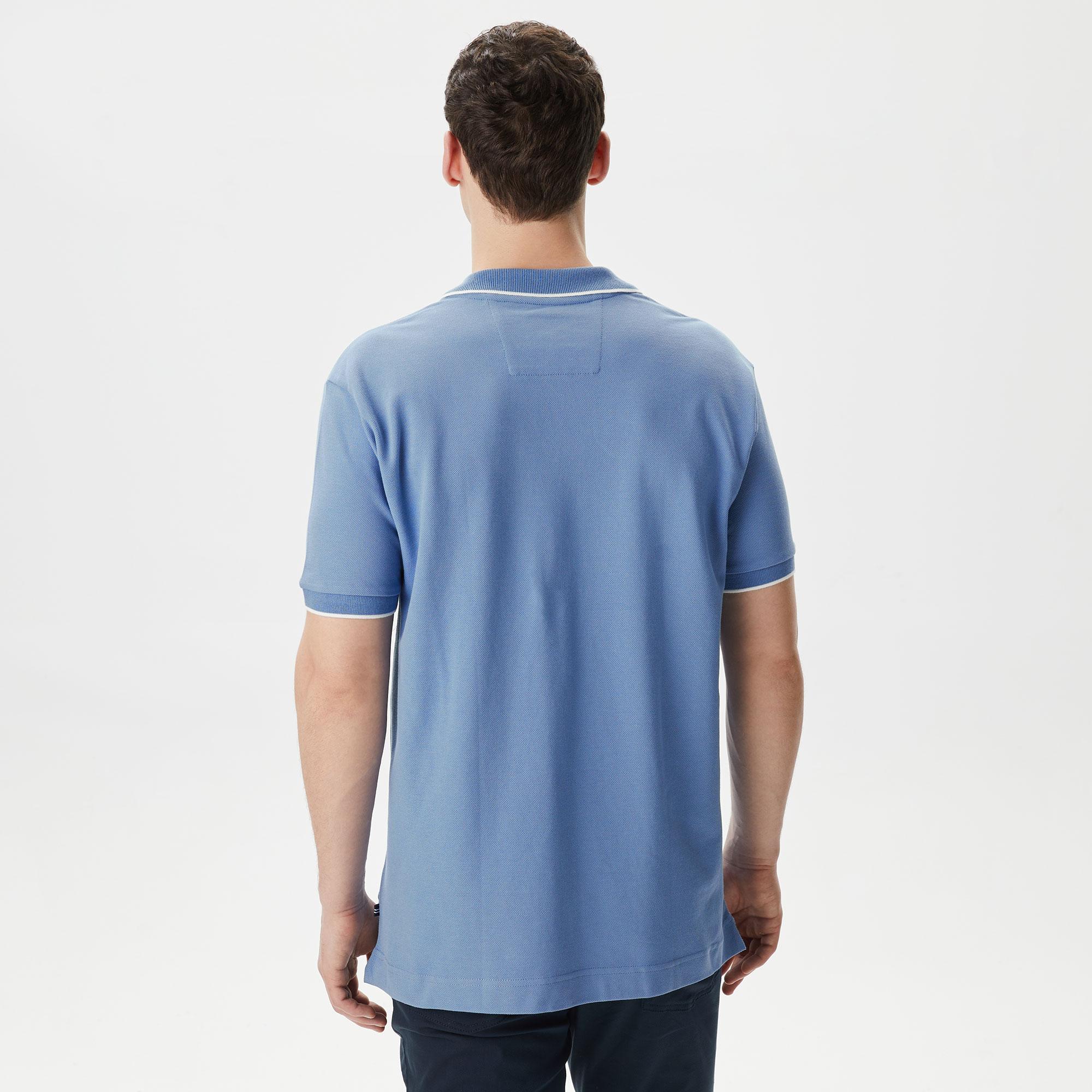 Nautica Erkek Mavi Classic Fit Kısa Kollu Polo Yaka T-Shirt