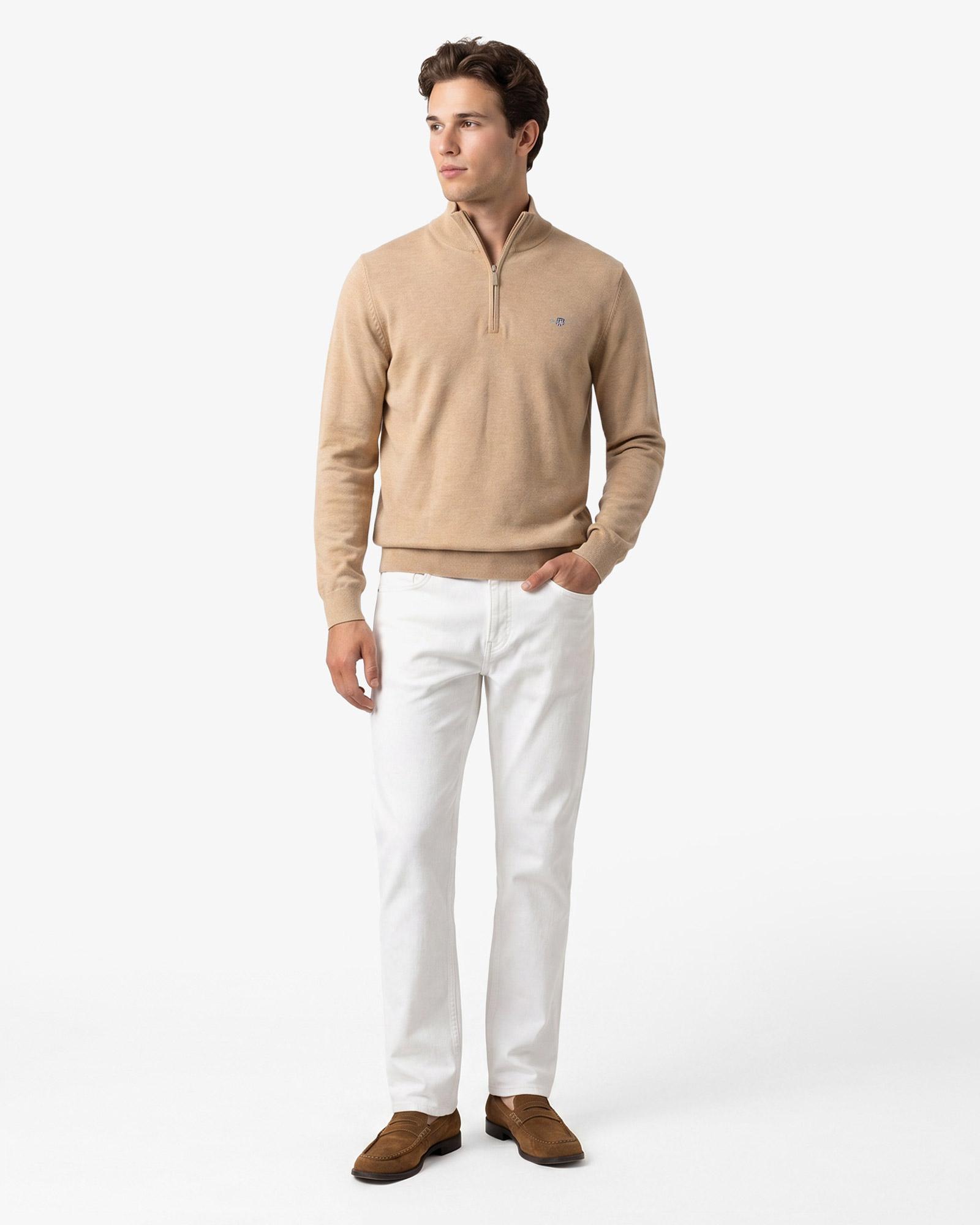 GANT Erkek Bej Regular Fit Yarım Fermuarlı Kazak