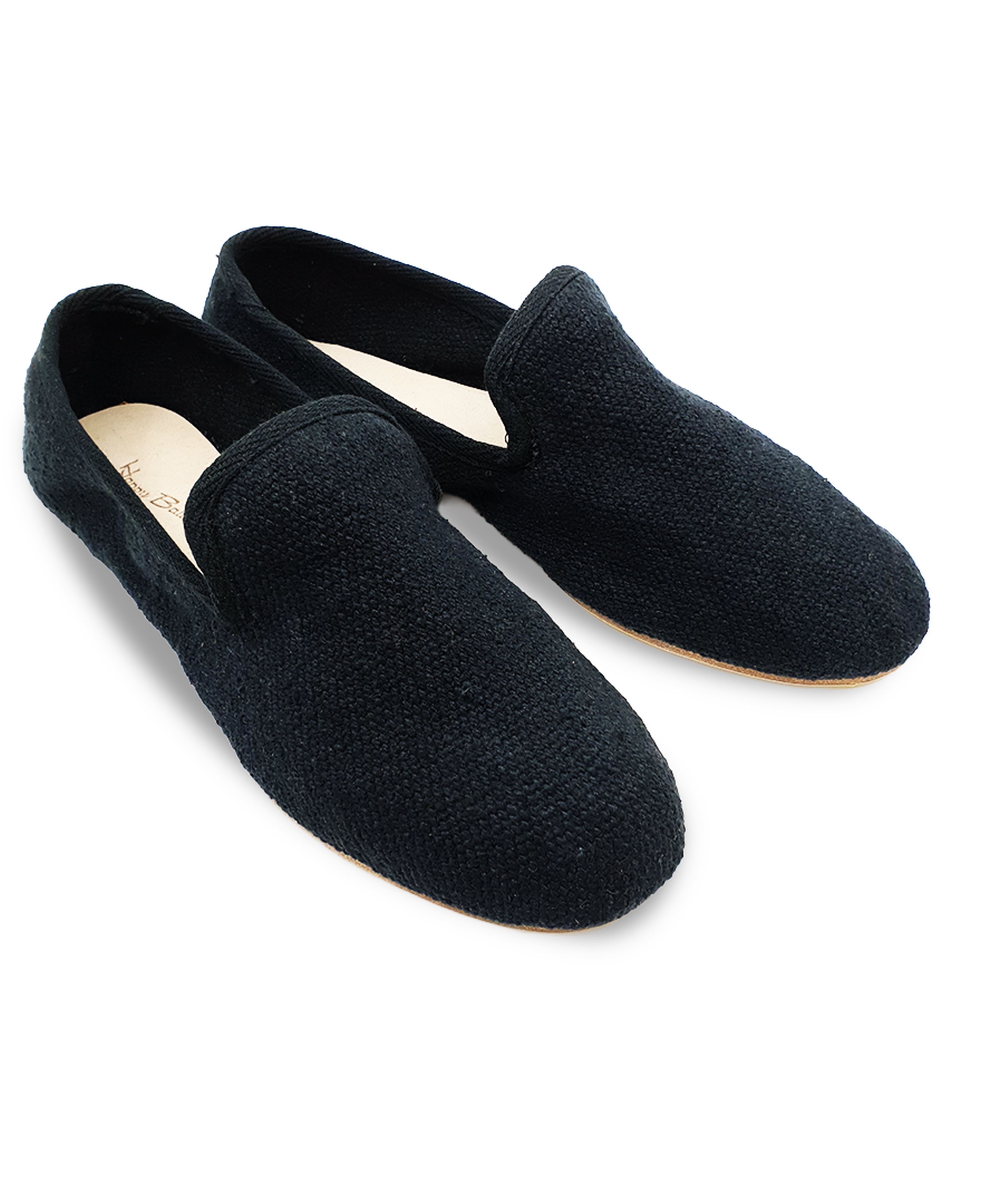 Barbara - Siyah Koton Kumaş Barefoot Loafer Ayakkabı