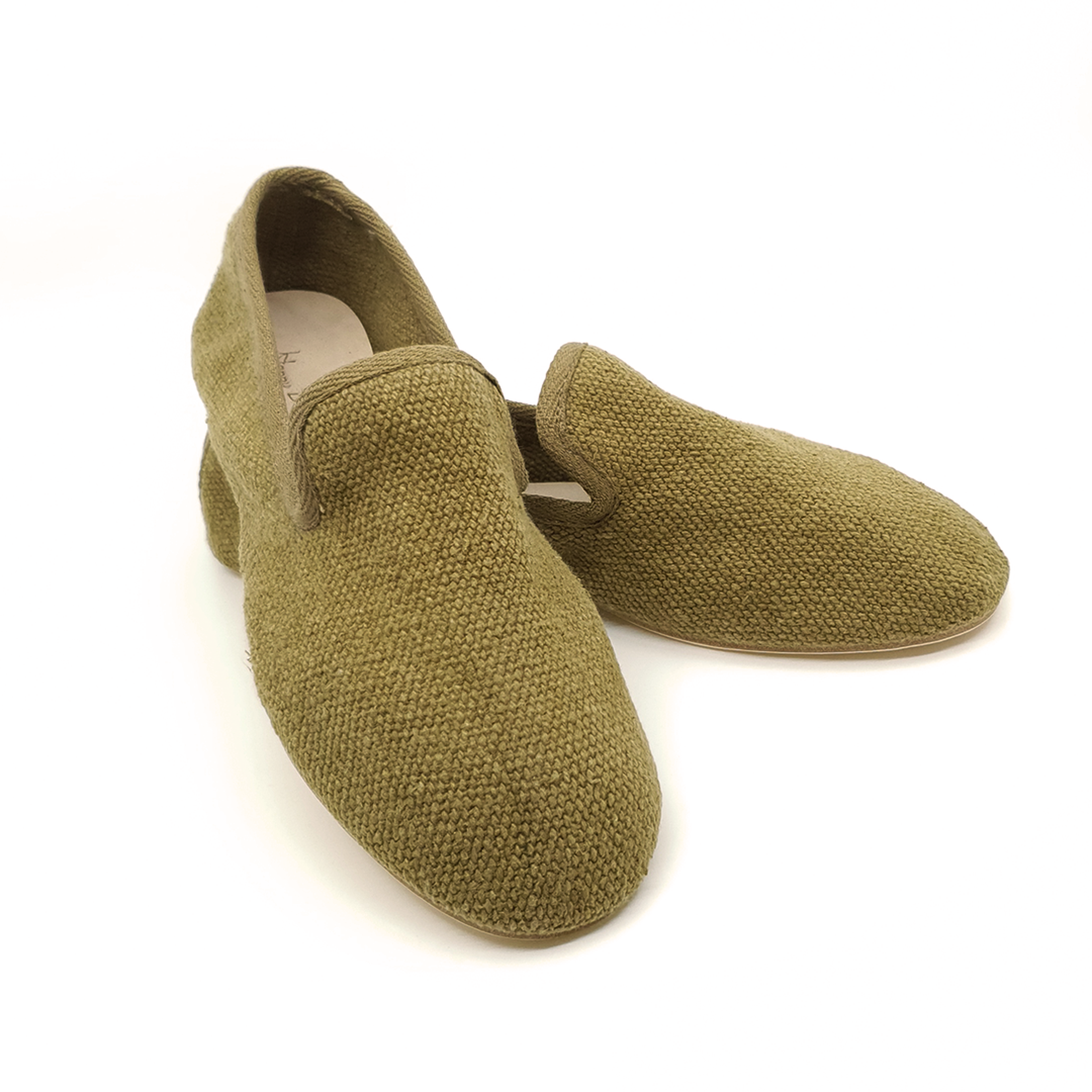 Barbara - Yeşil Koton Kumaş Barefoot Loafer Ayakkabı