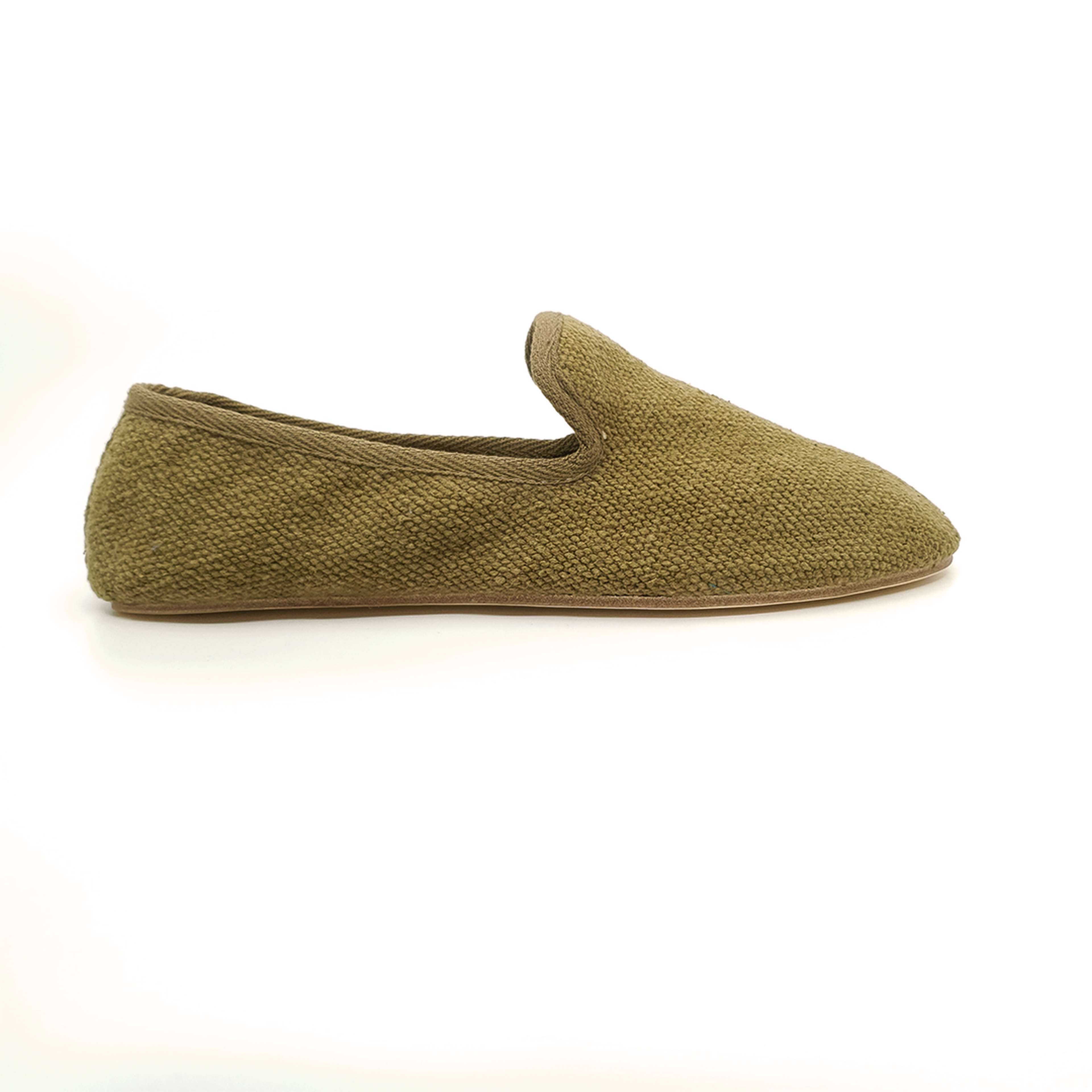 Barbara - Yeşil Koton Kumaş Barefoot Loafer Ayakkabı