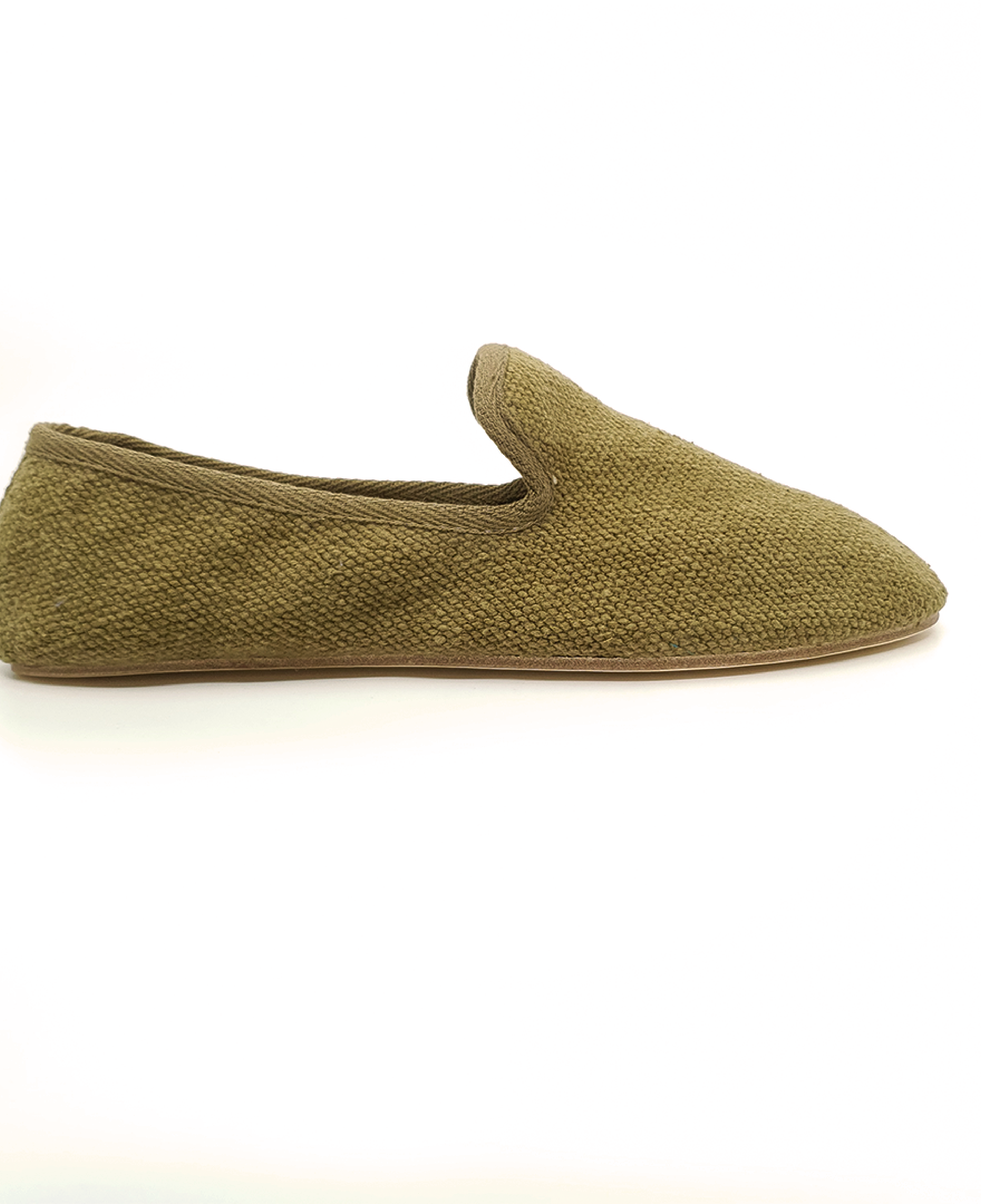 Barbara - Yeşil Koton Kumaş Barefoot Loafer Ayakkabı