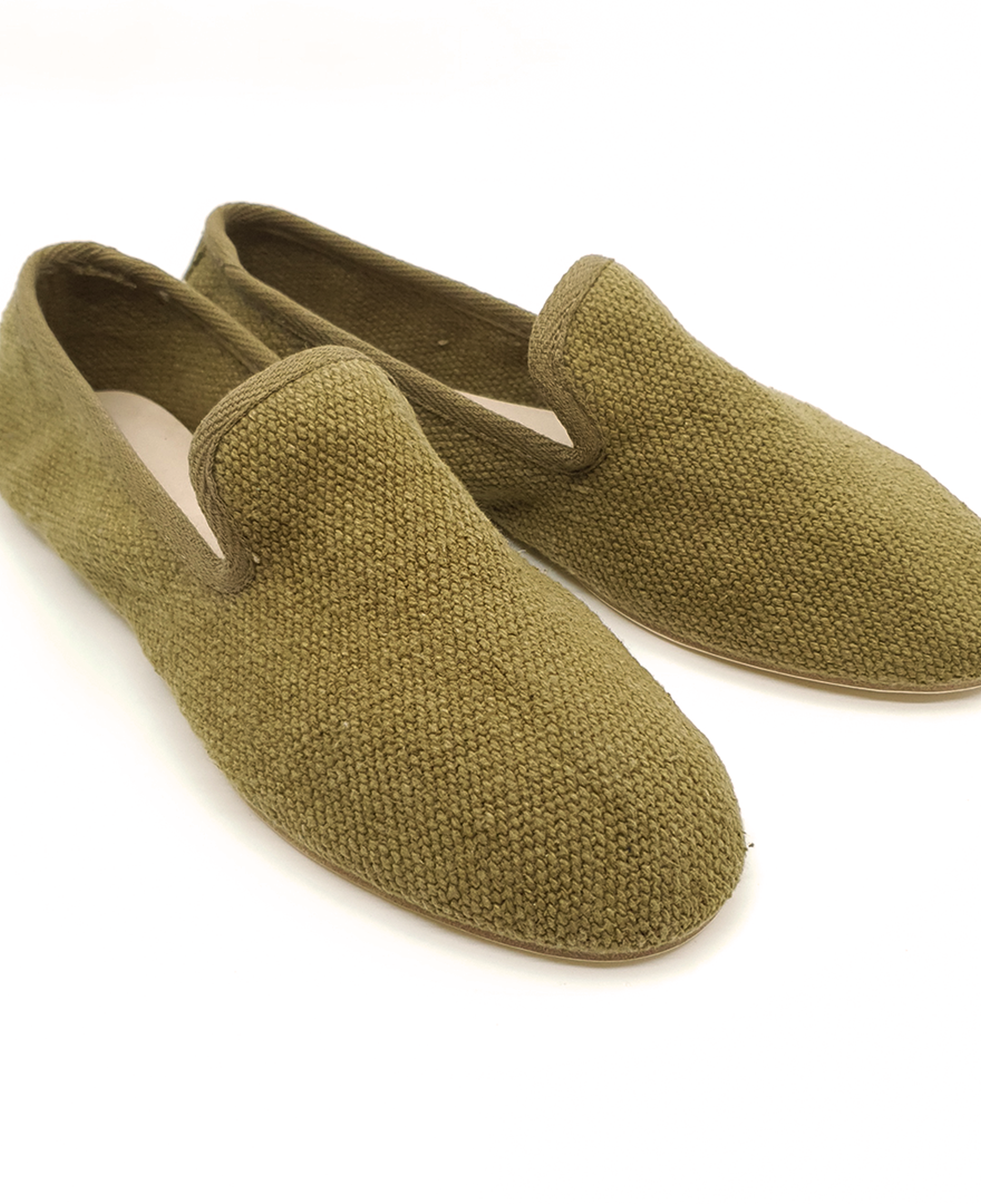 Barbara - Yeşil Koton Kumaş Barefoot Loafer Ayakkabı