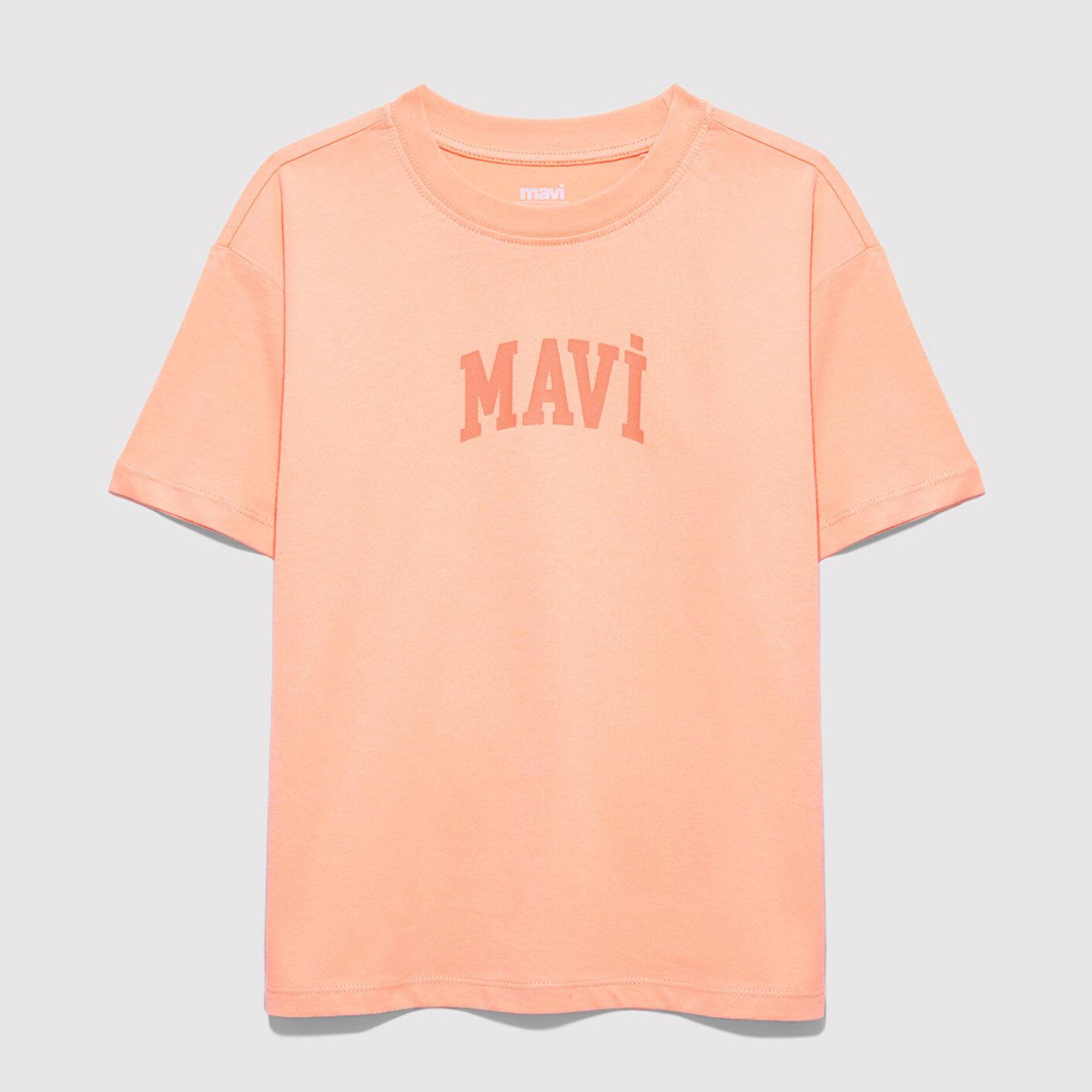 Mavi Mavi Logo Baskılı Turuncu Tişört Loose Fit / Bol Rahat Kesim 7610467-71160