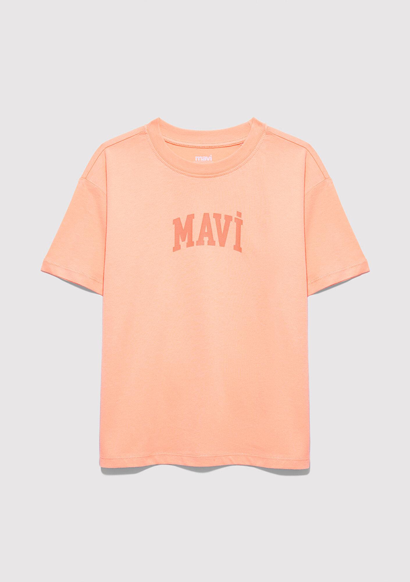 Mavi Mavi Logo Baskılı Turuncu Tişört Loose Fit / Bol Rahat Kesim 7610467-71160