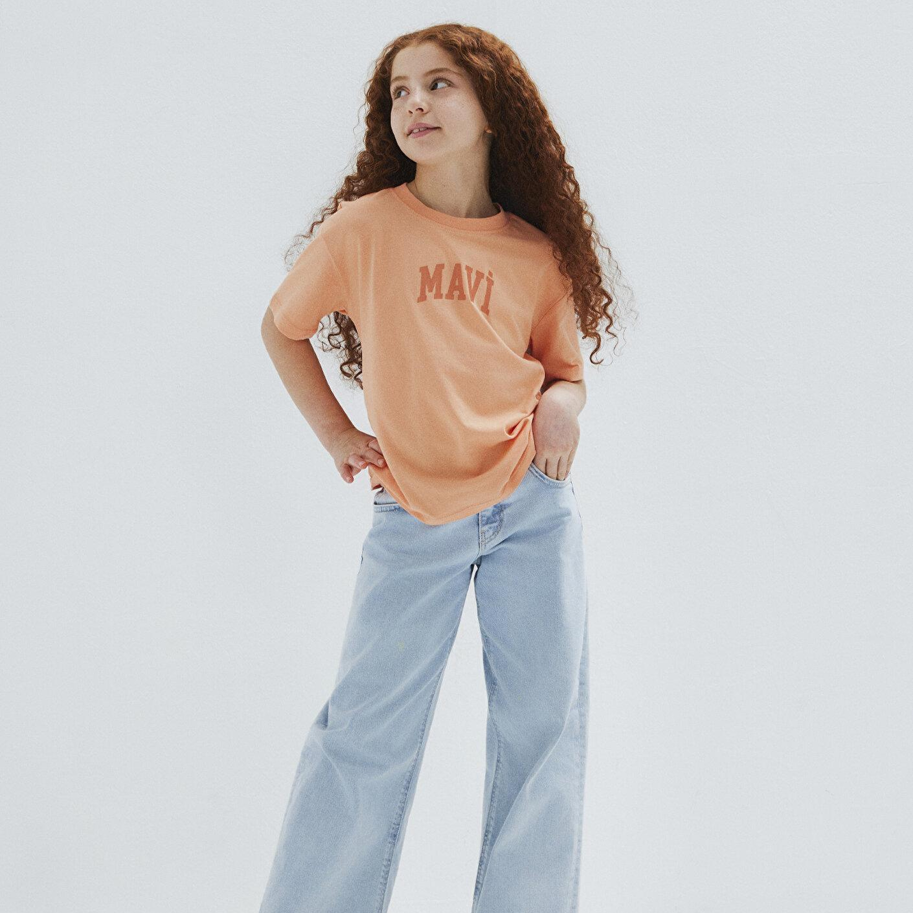 Mavi Mavi Logo Baskılı Turuncu Tişört Loose Fit / Bol Rahat Kesim 7610467-71160