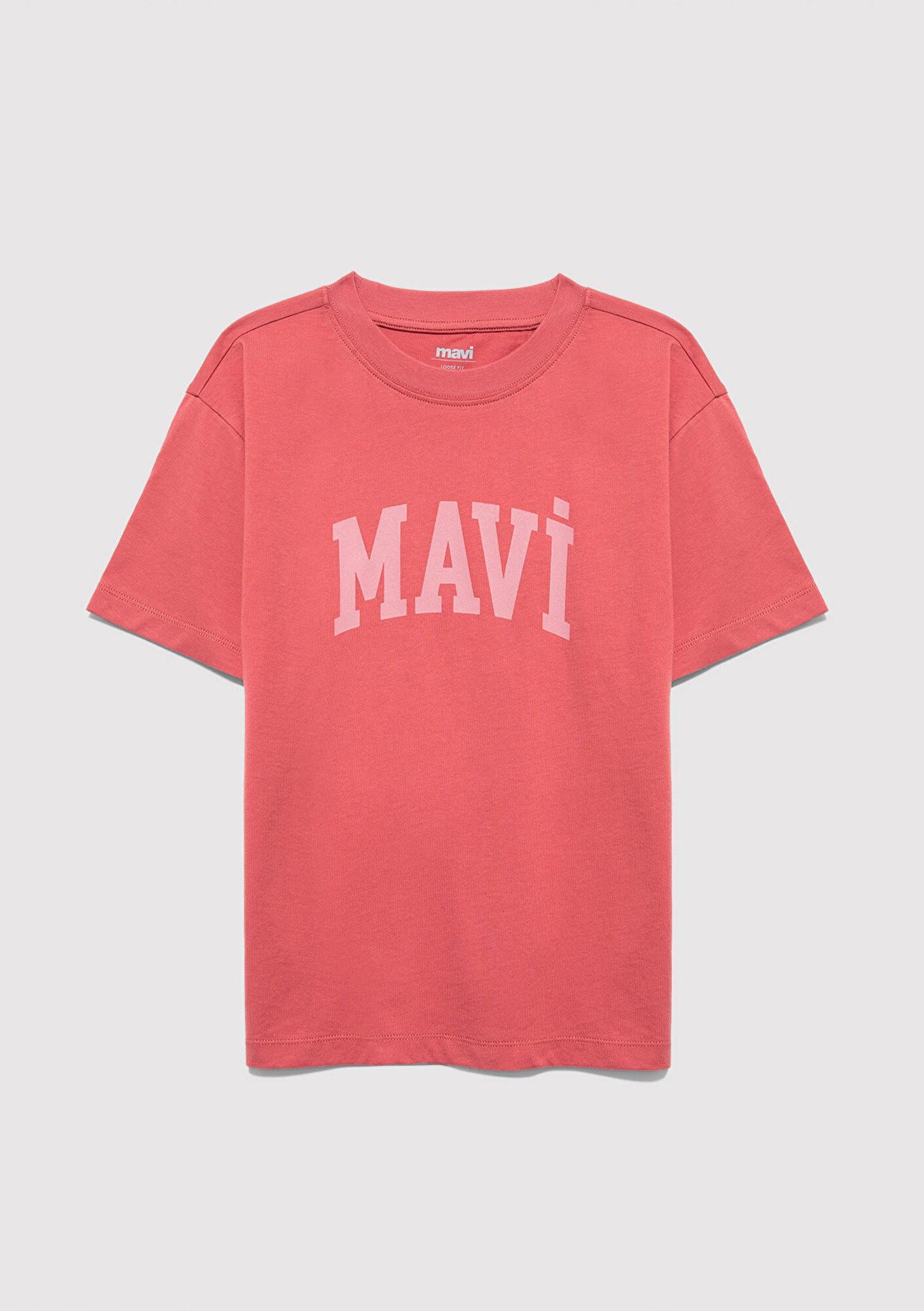 Mavi Mavi Logo Baskılı Kırmızı Tişört Loose Fit / Bol Rahat Kesim 6610484-71102