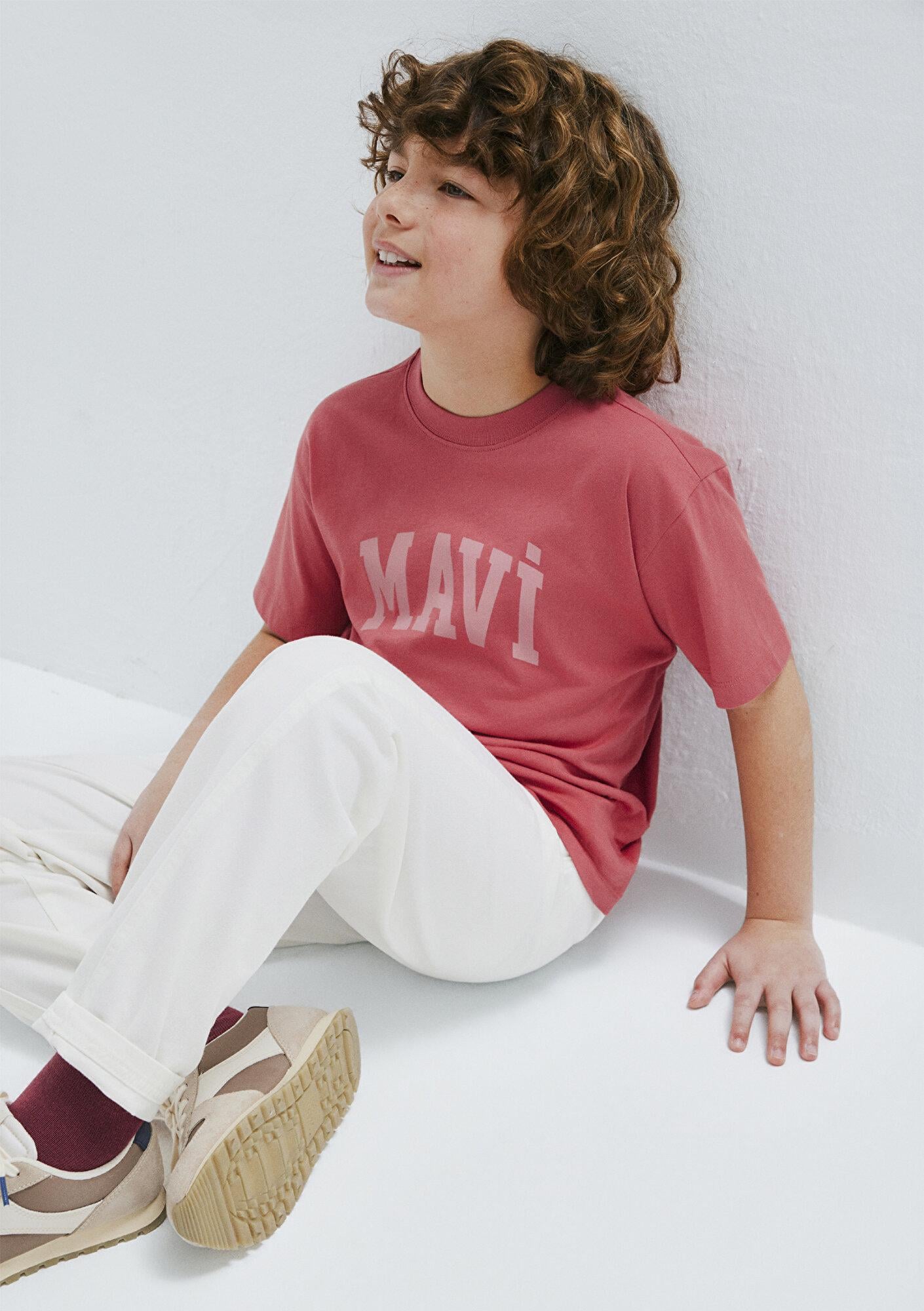 Mavi Mavi Logo Baskılı Kırmızı Tişört Loose Fit / Bol Rahat Kesim 6610484-71102