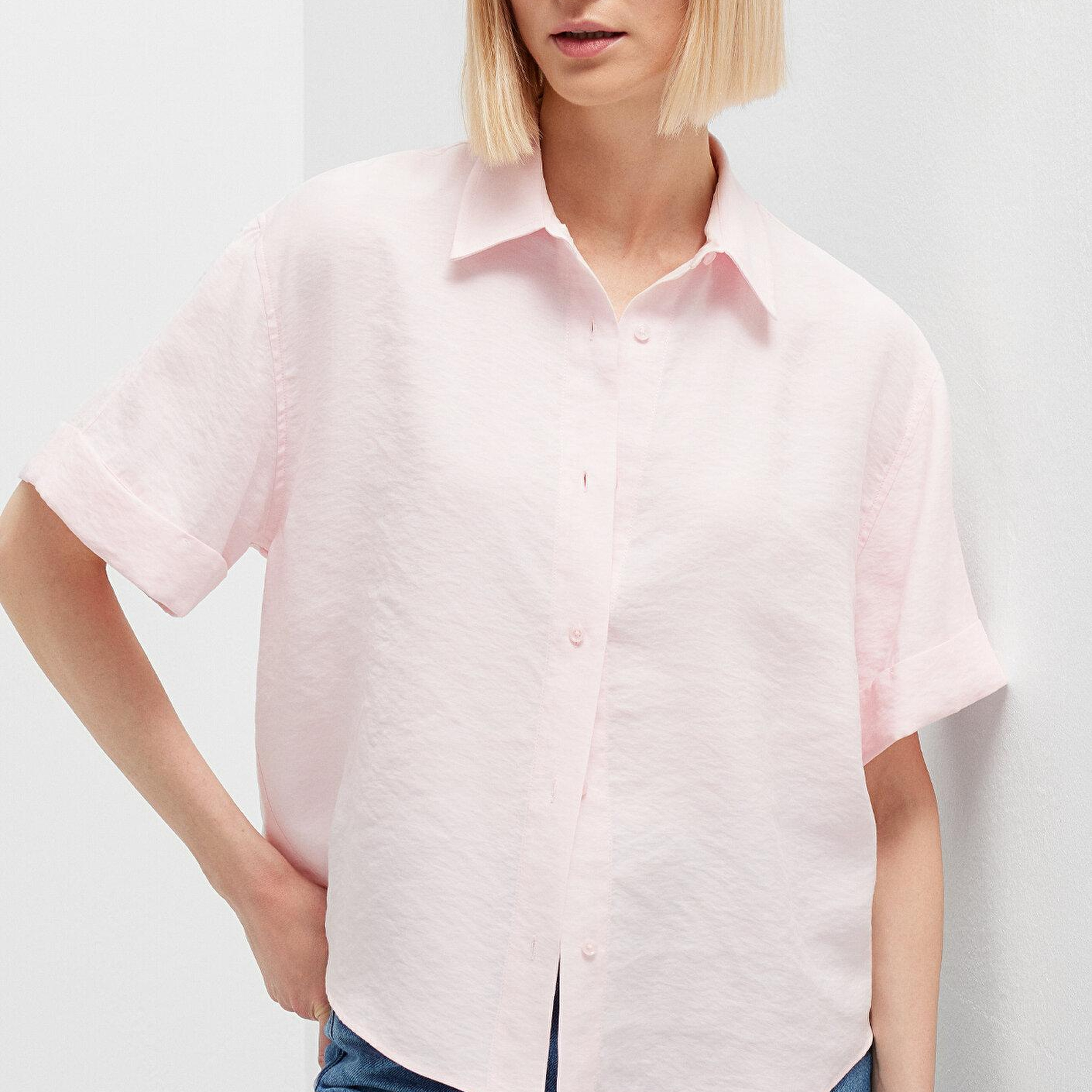Mavi Pembe Gömlek Oversize / Geniş Kesim 1211488-89200