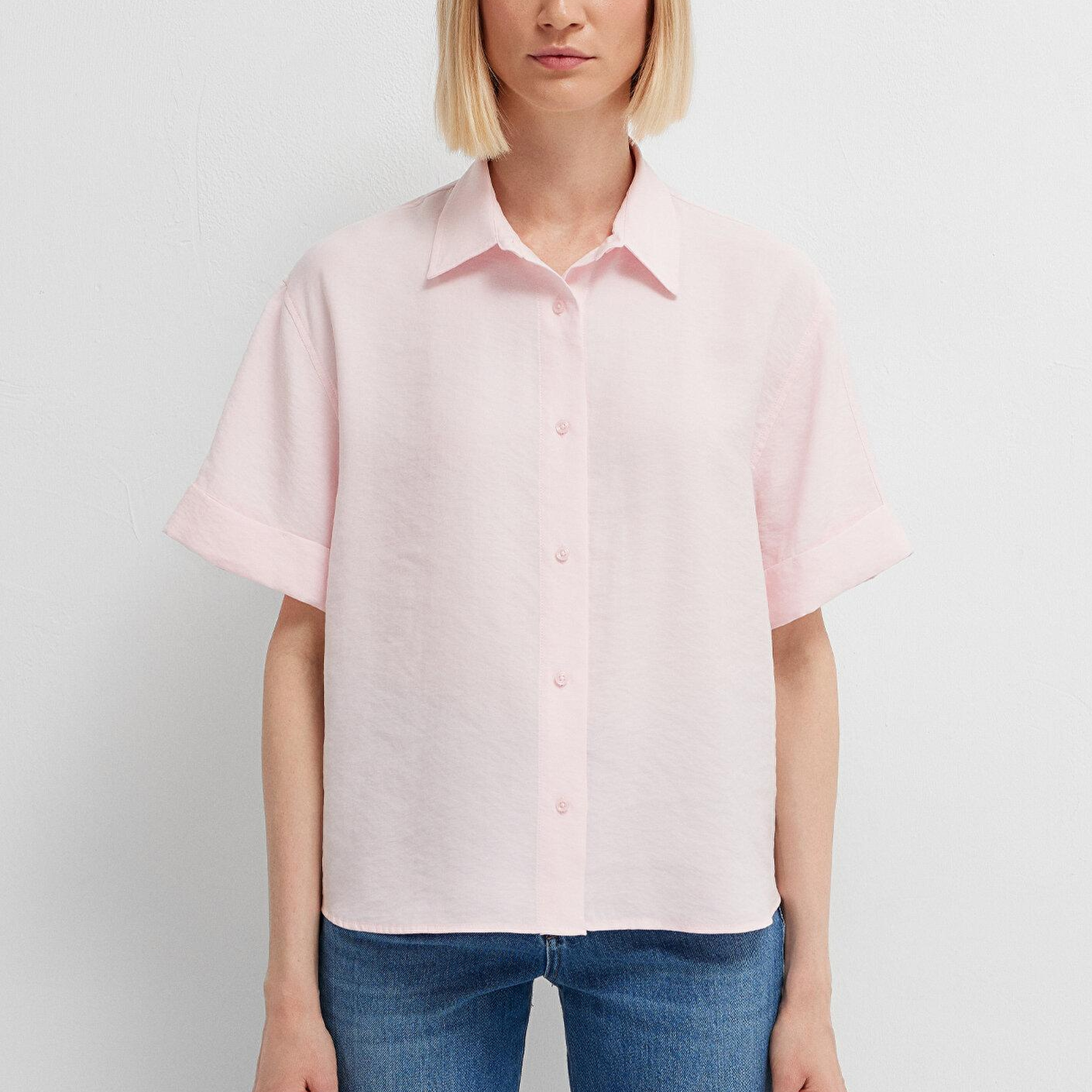Mavi Pembe Gömlek Oversize / Geniş Kesim 1211488-89200