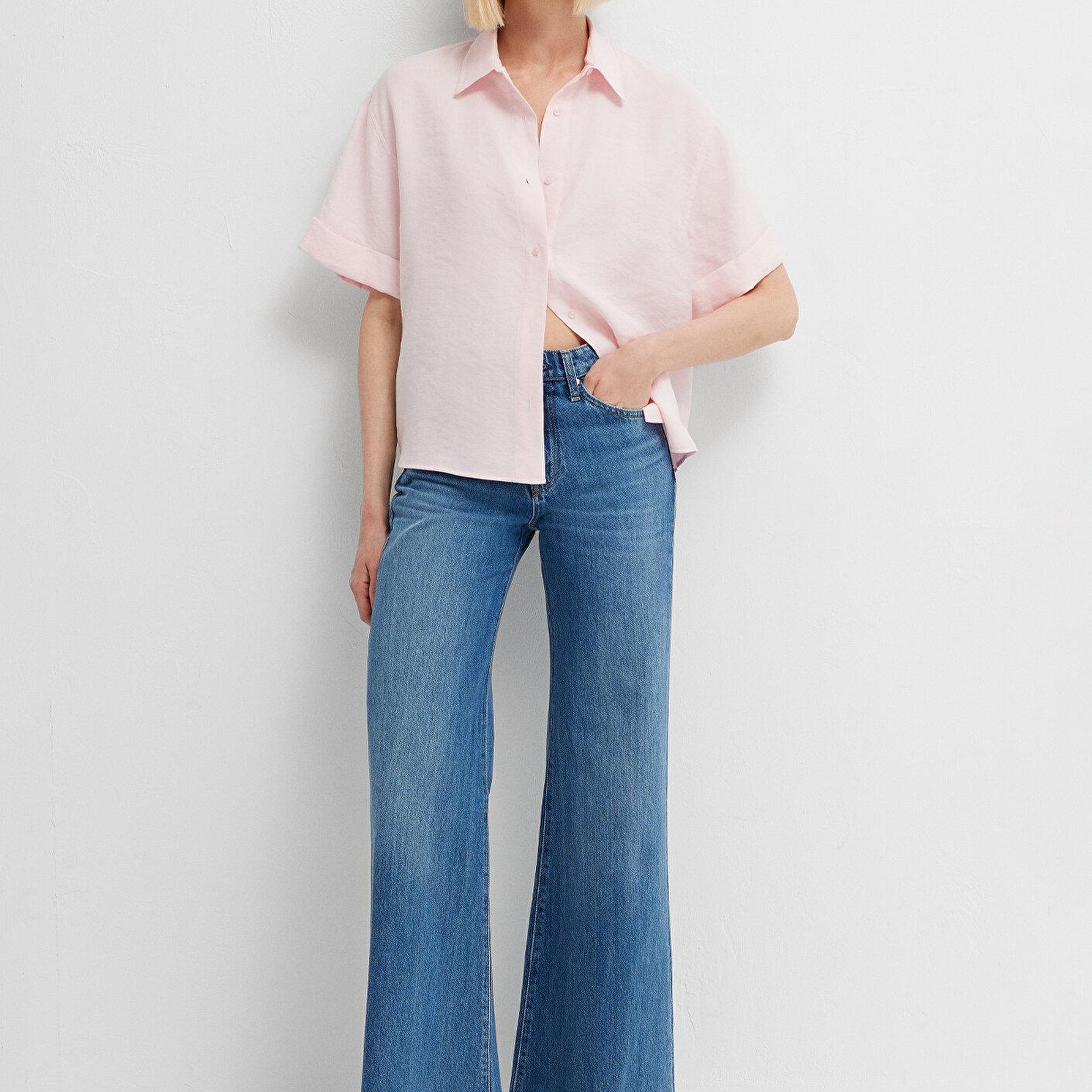 Mavi Pembe Gömlek Oversize / Geniş Kesim 1211488-89200