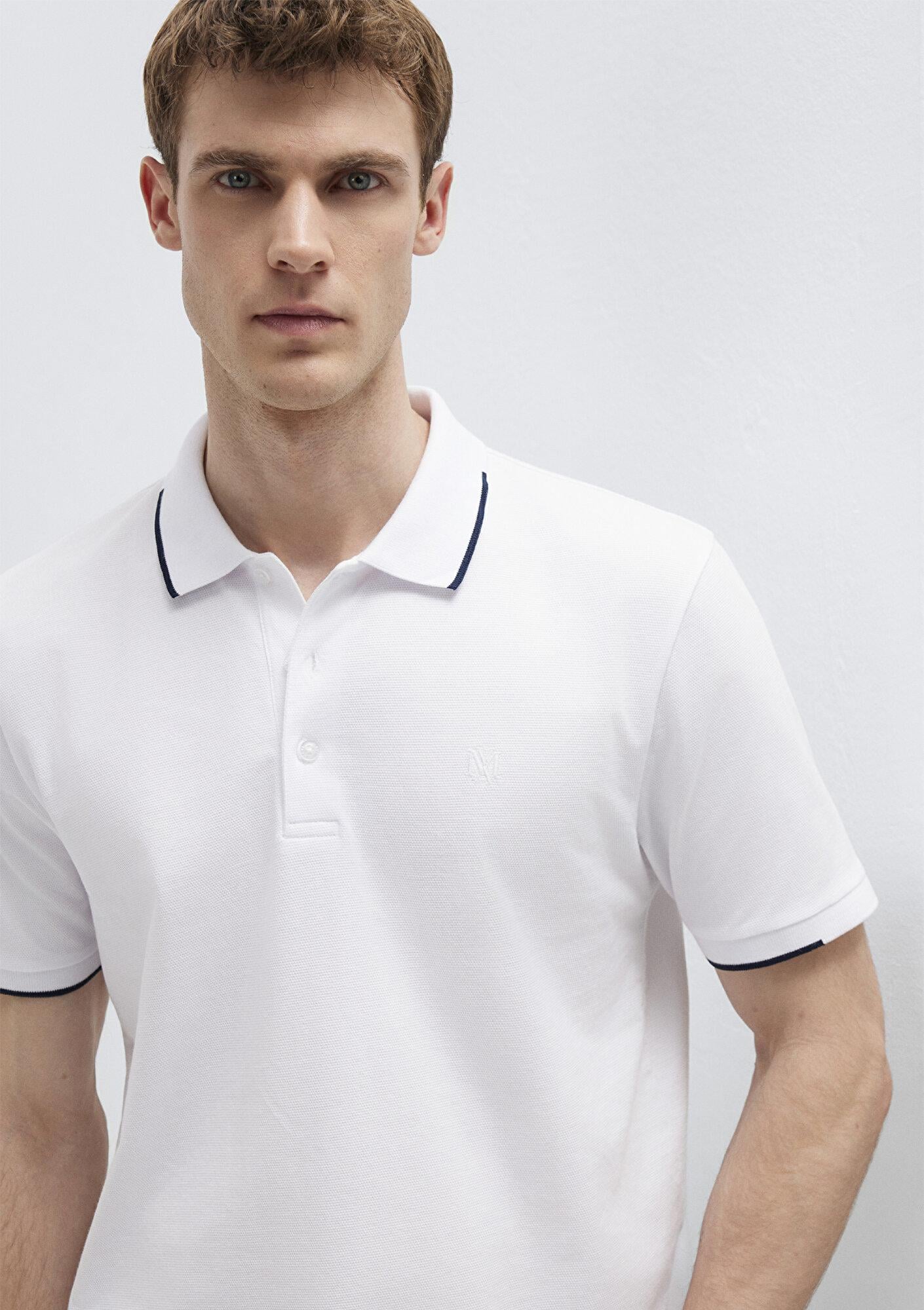 Mavi Beyaz Polo Tişört Regular Fit / Normal Kesim 0613272-620