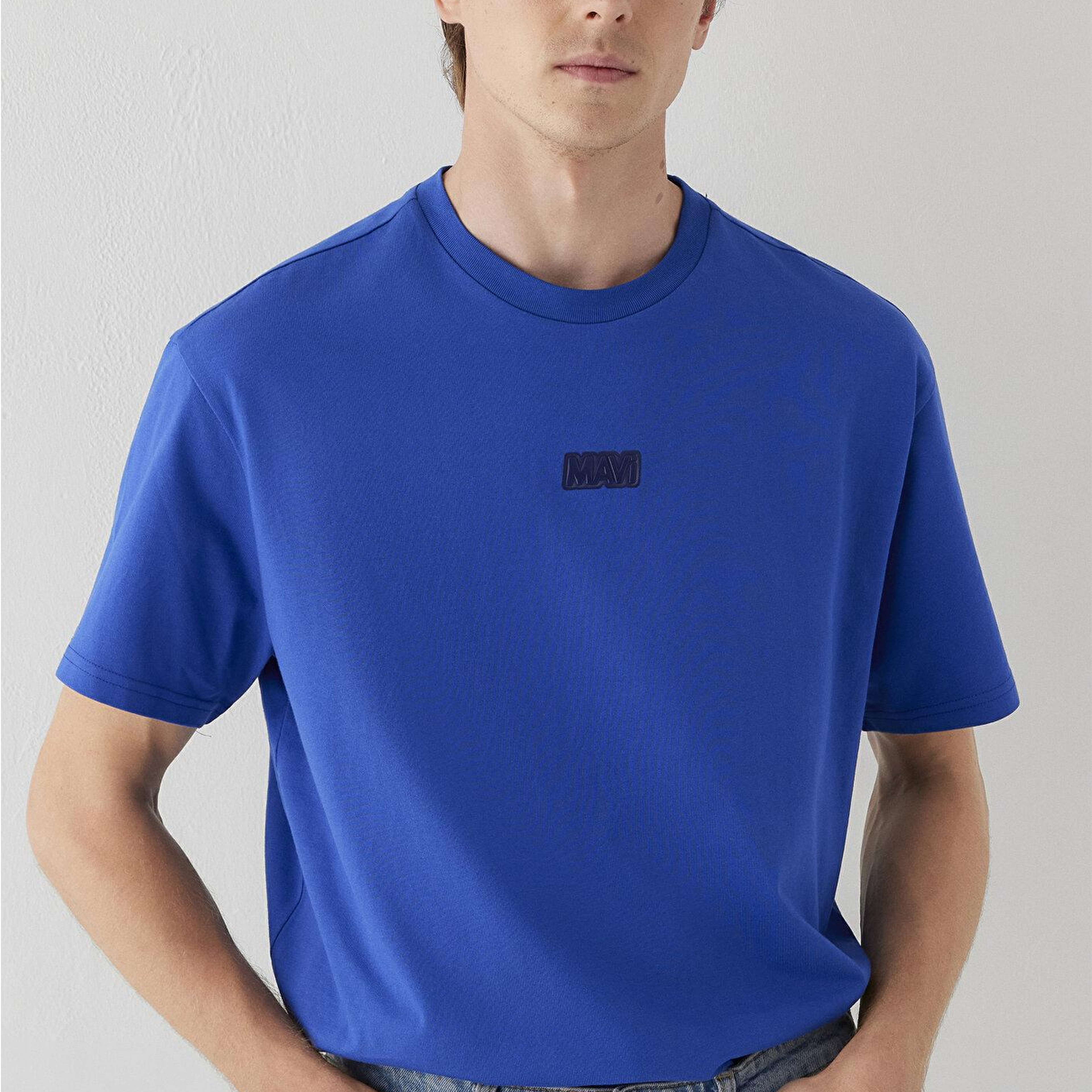 Mavi Mavi Logo Baskılı Mavi Tişört Loose Fit / Bol Rahat Kesim 0613349-70896