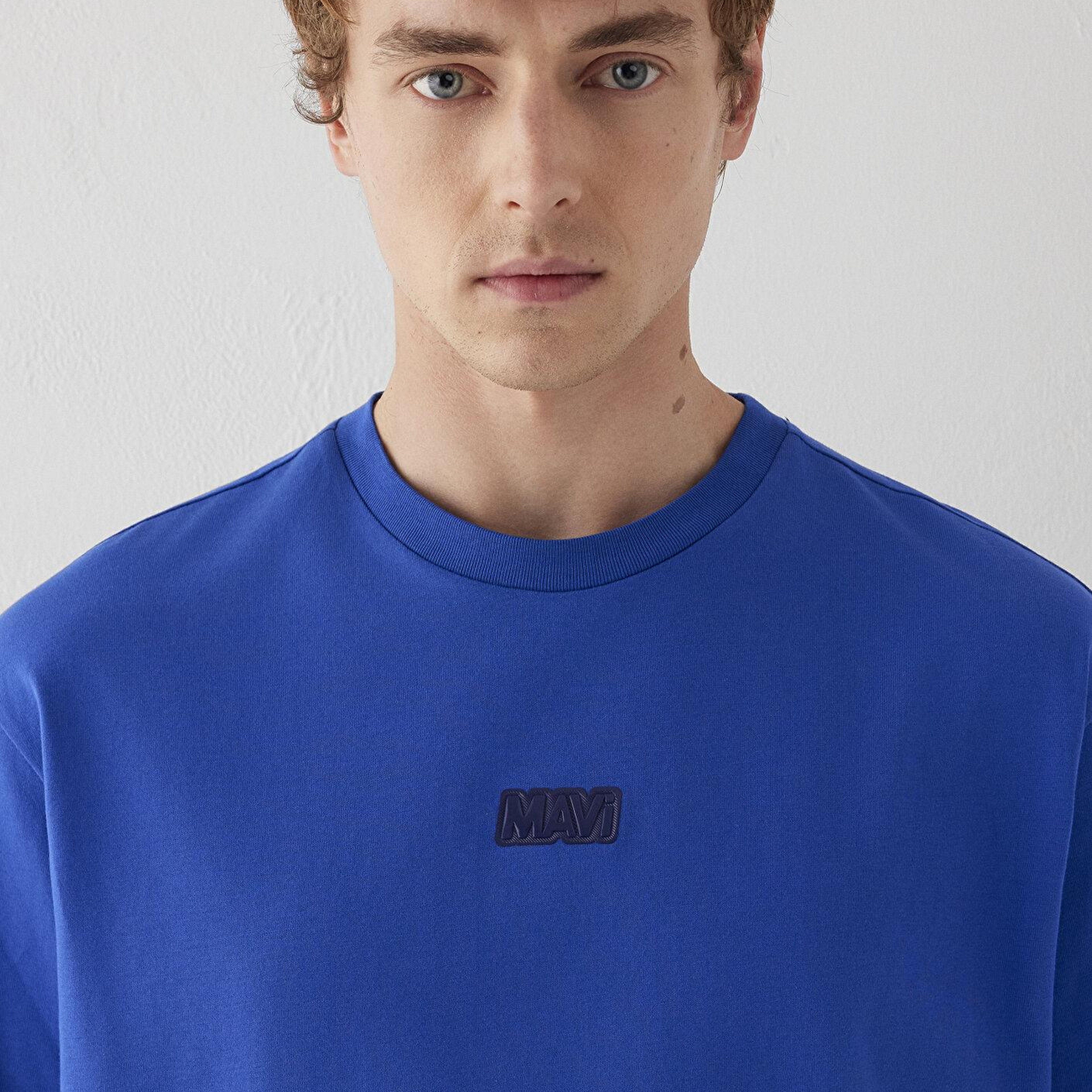 Mavi Mavi Logo Baskılı Mavi Tişört Loose Fit / Bol Rahat Kesim 0613349-70896