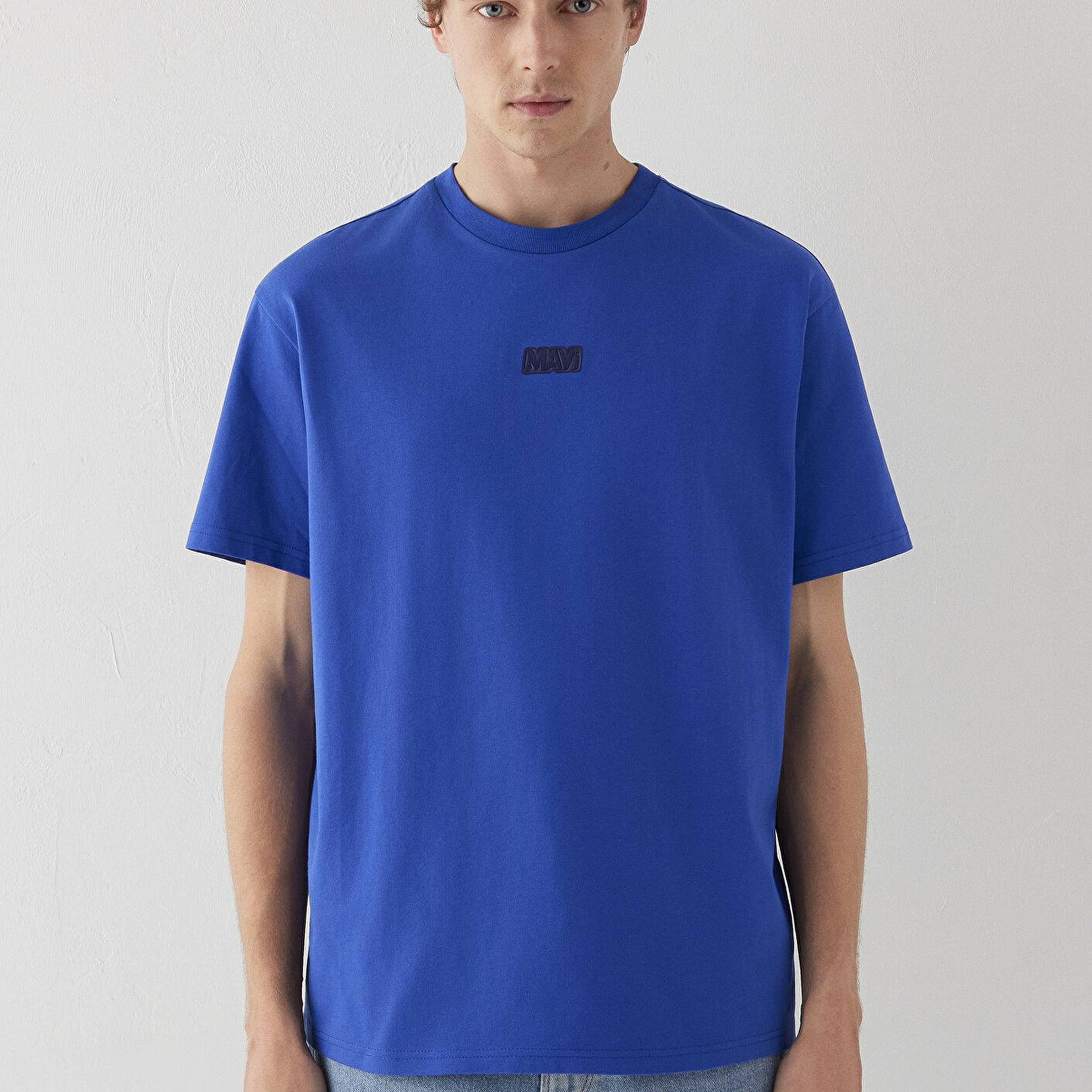 Mavi Mavi Logo Baskılı Mavi Tişört Loose Fit / Bol Rahat Kesim 0613349-70896