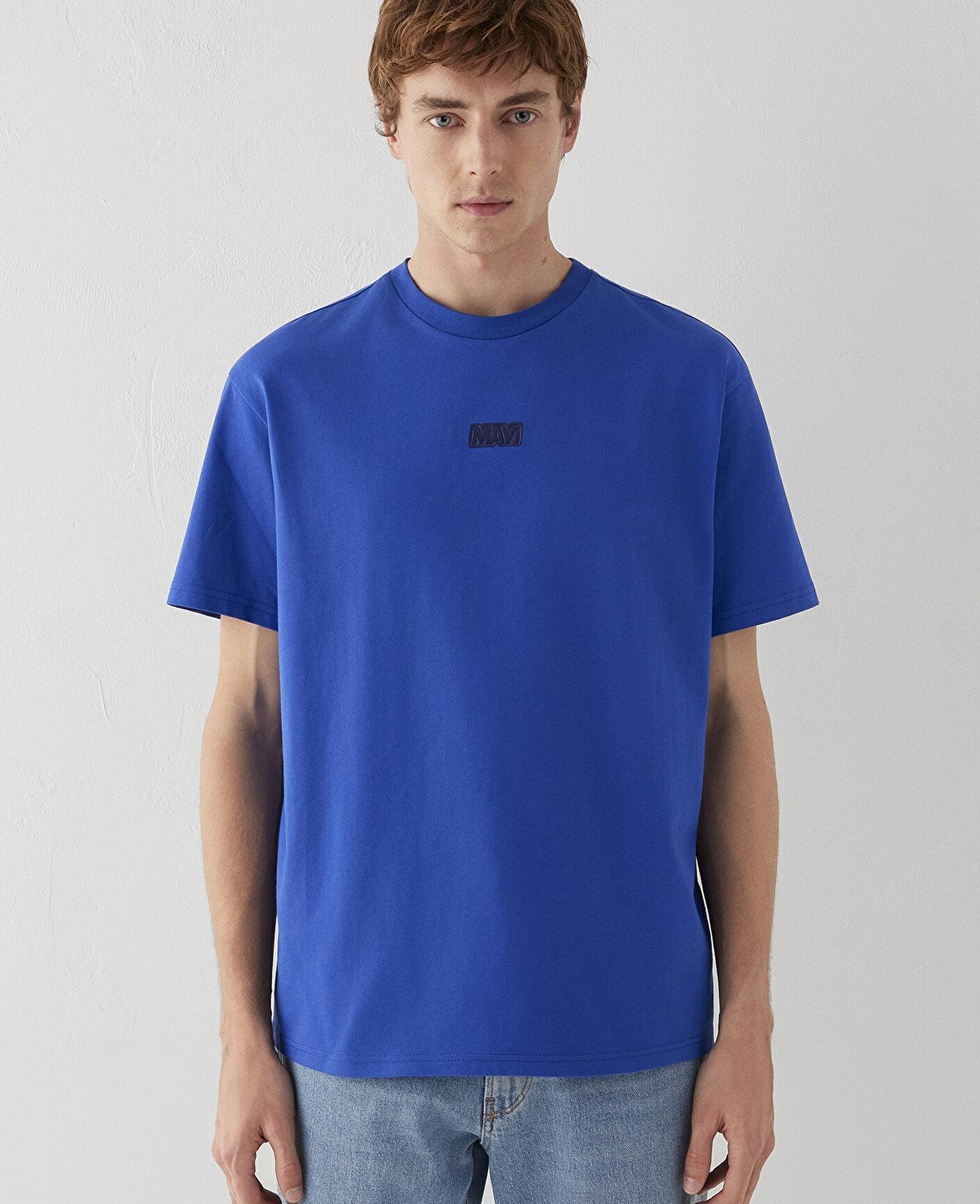 Mavi Mavi Logo Baskılı Mavi Tişört Loose Fit / Bol Rahat Kesim 0613349-70896