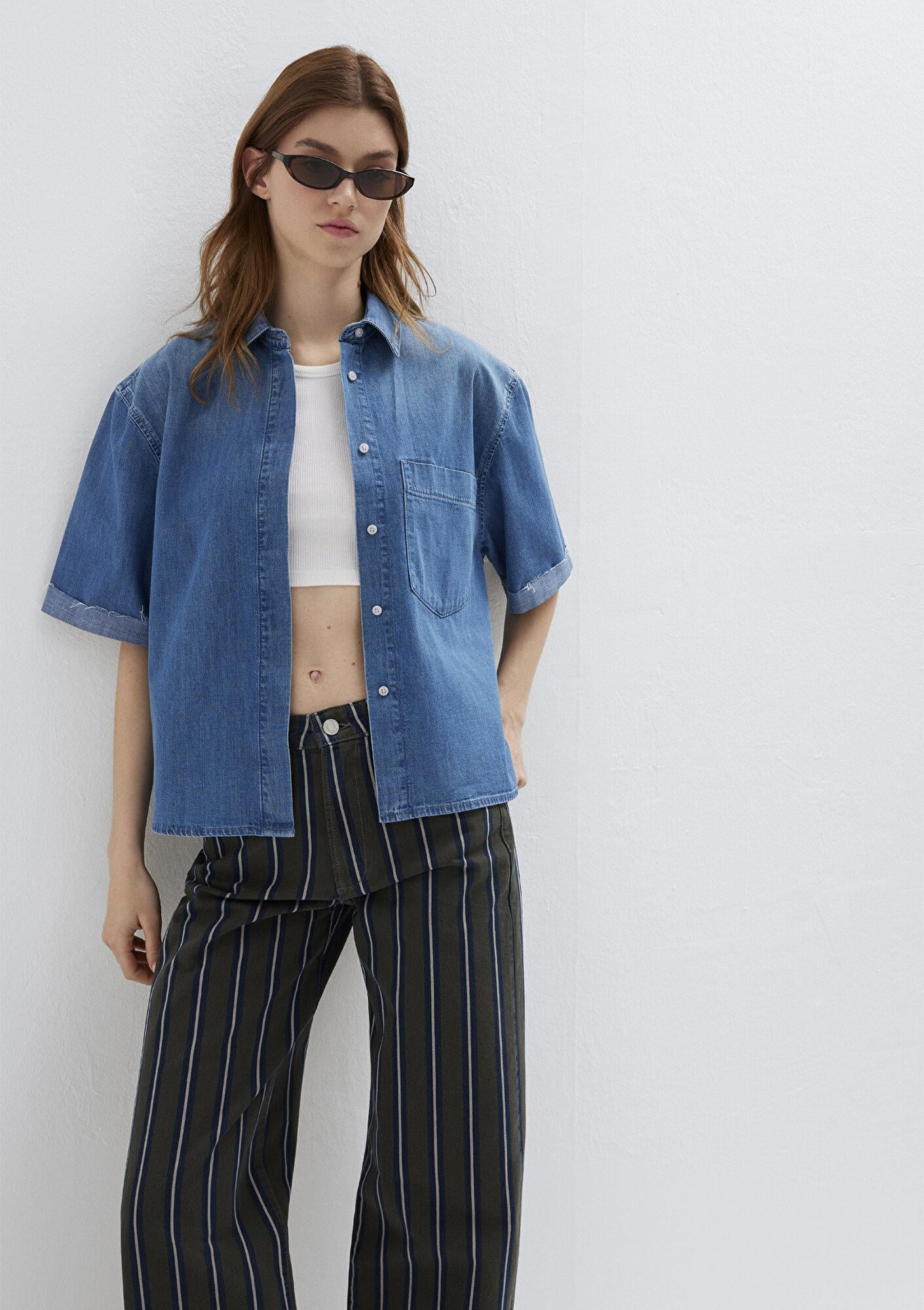 Mavi Nelly Mavi Edition Indigo Mavisi Jean Gömlek Boxy Fit 1221024-A3166