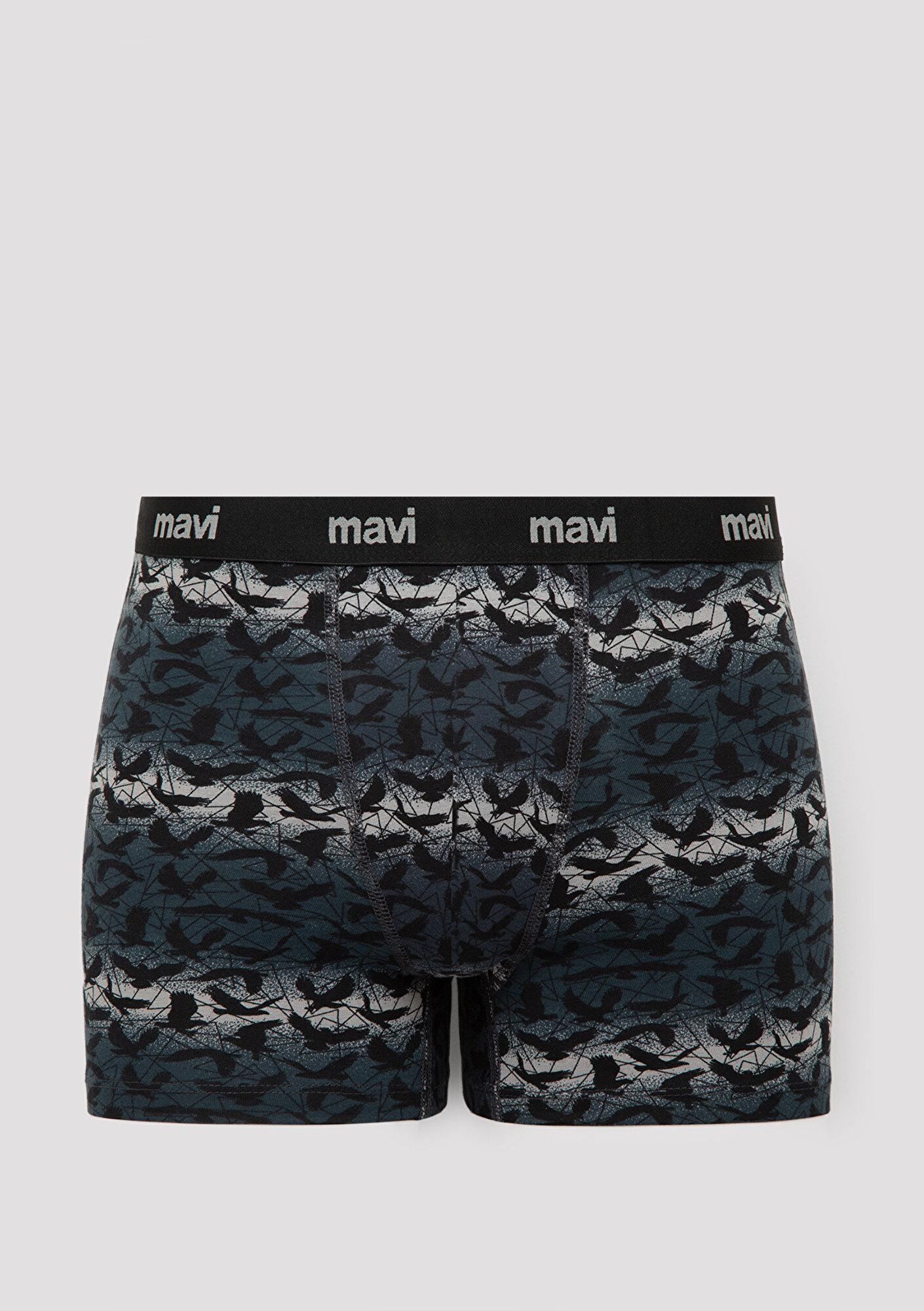 Mavi 3lü Baskılı Gri Boxer 0912350-32174