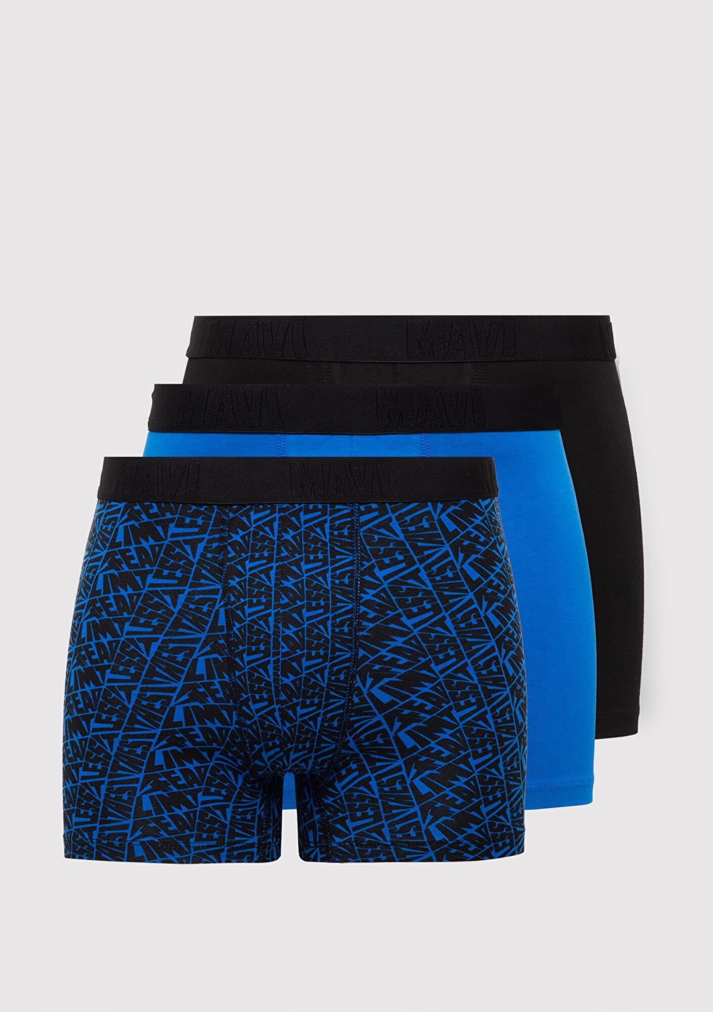 Mavi 3lü Baskılı Lacivert Boxer 0912349-25723