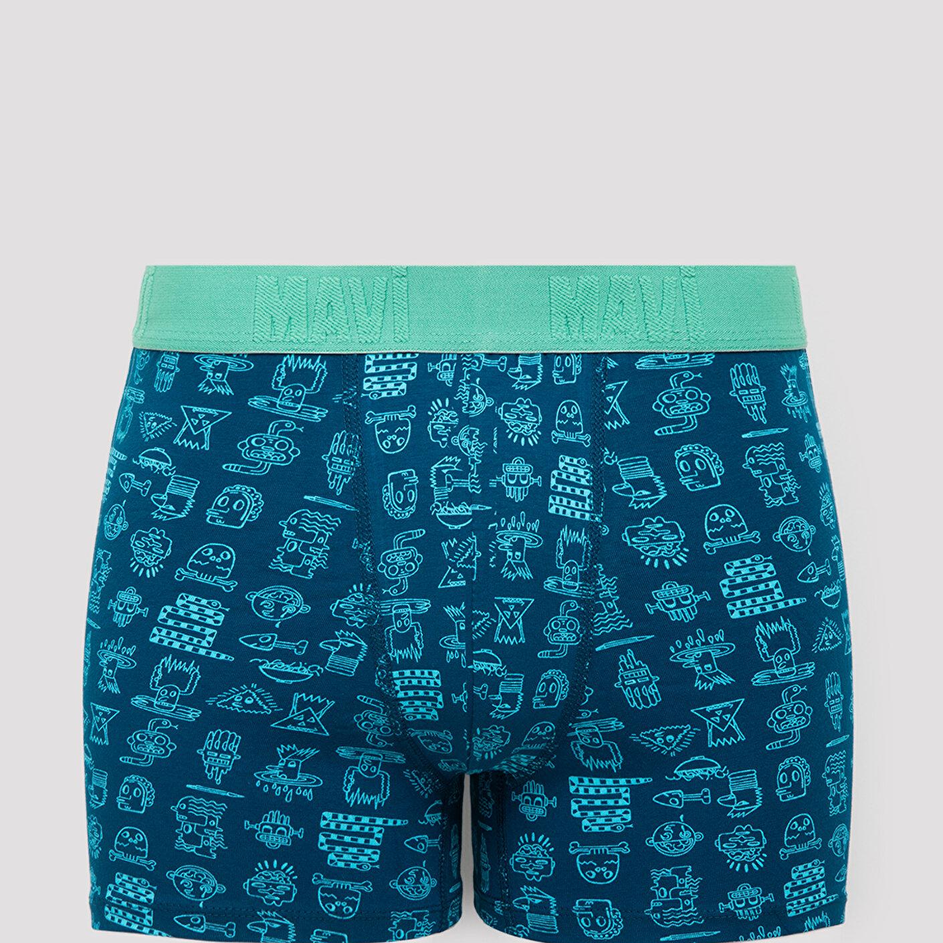 Mavi 3lü Baskılı Yeşil Boxer 0912352-71923