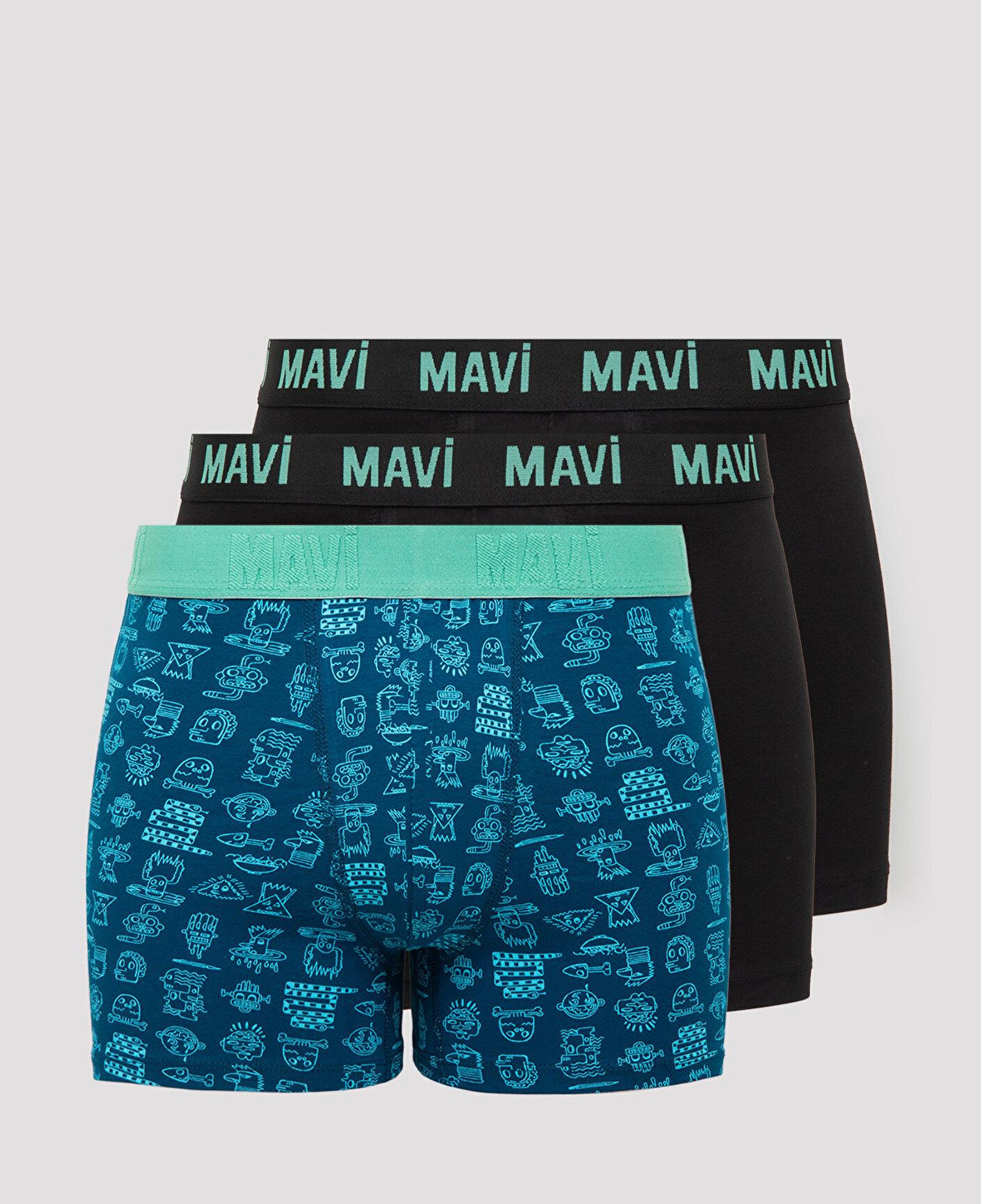 Mavi 3lü Baskılı Yeşil Boxer 0912352-71923