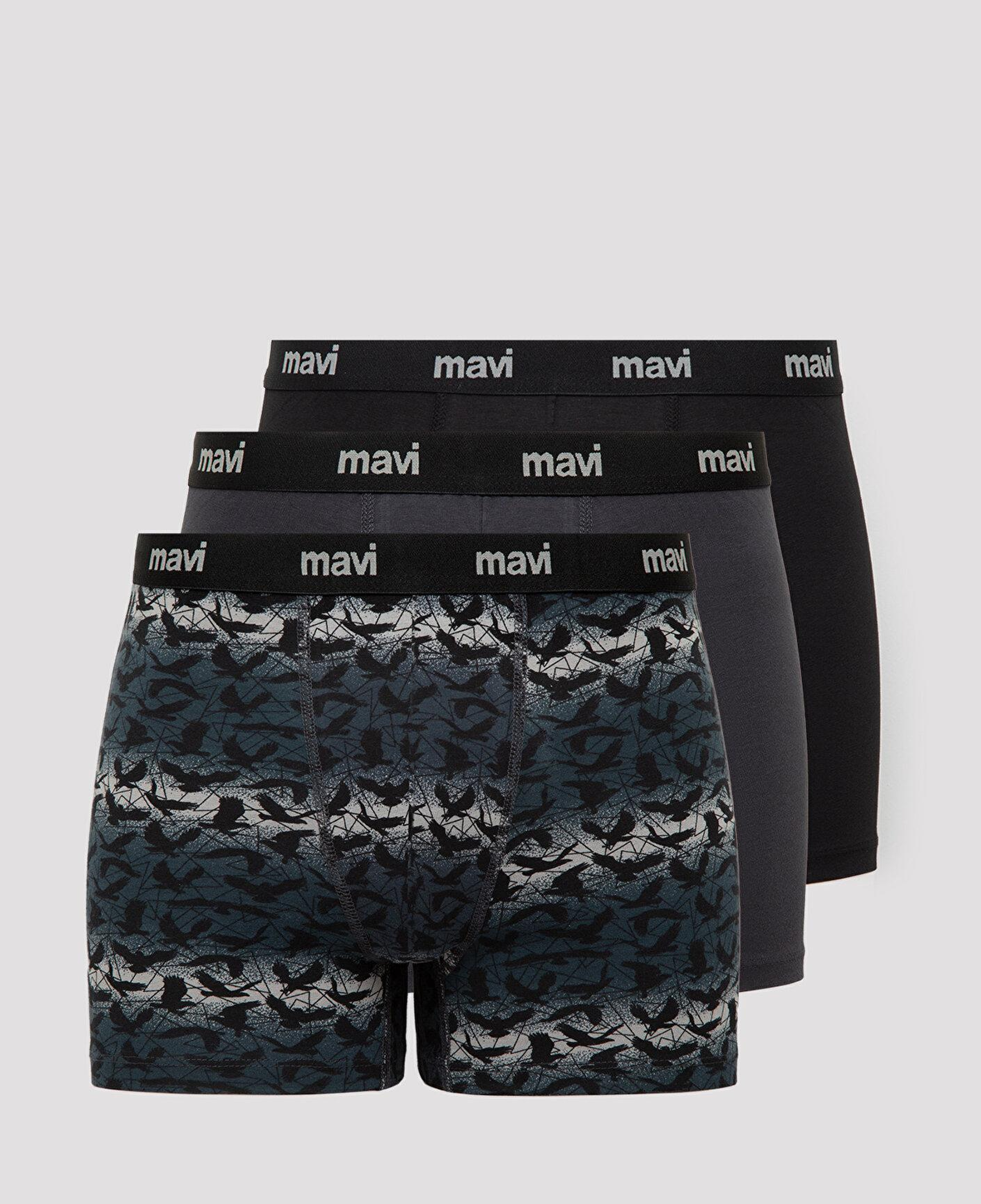 Mavi 3lü Baskılı Gri Boxer 0912350-32174