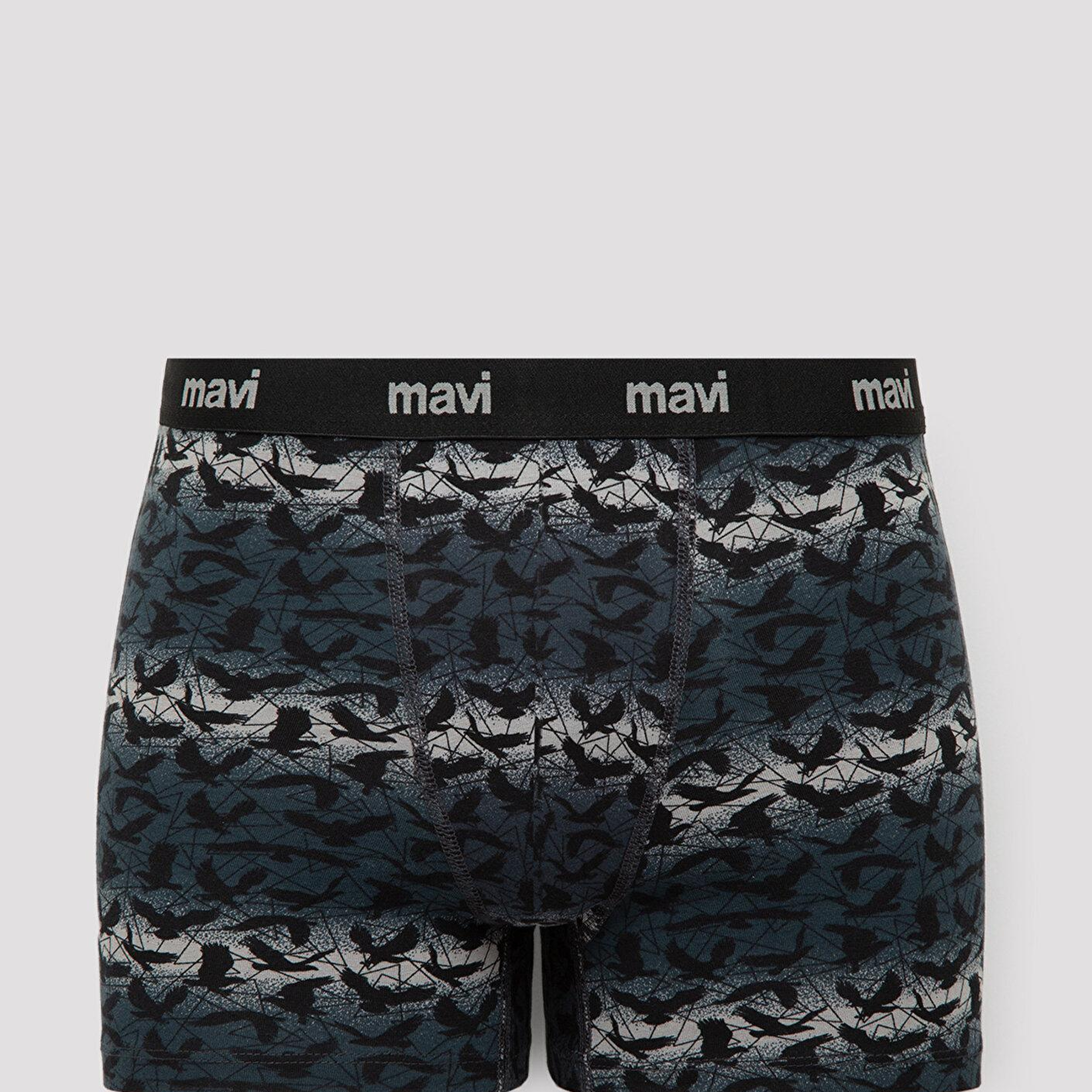 Mavi 3lü Baskılı Gri Boxer 0912350-32174