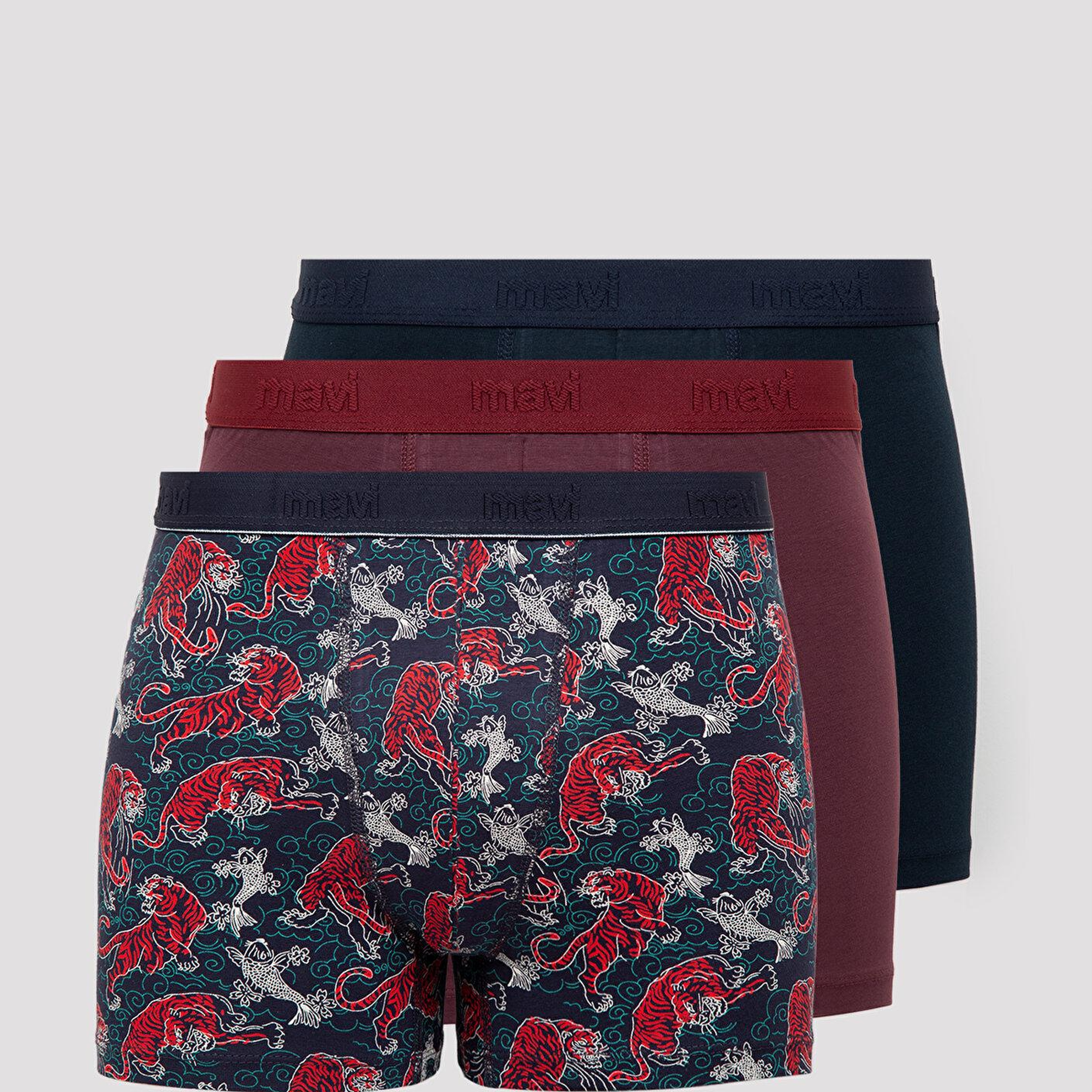 Mavi 3lü Baskılı Boxer 0912351-24413