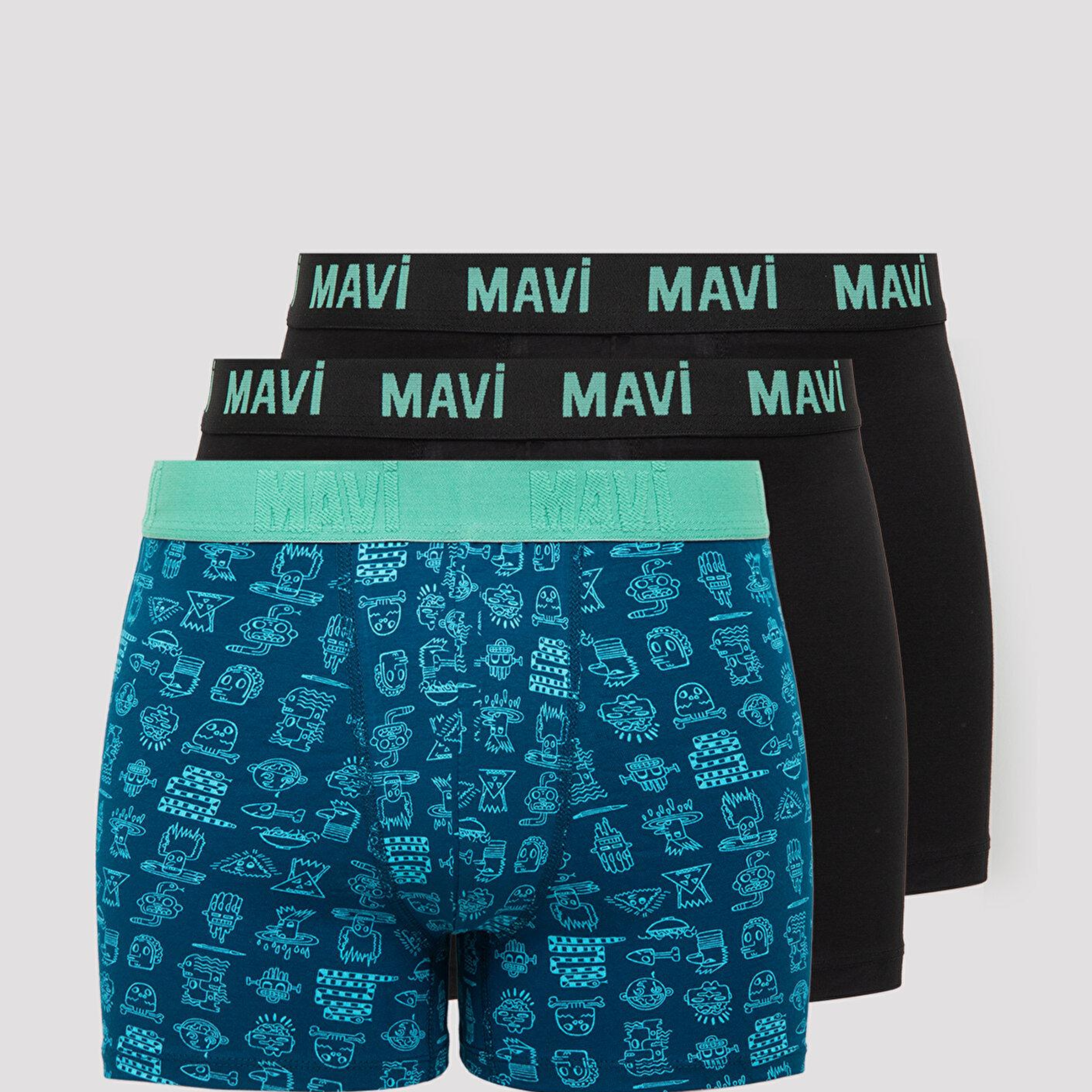 Mavi 3lü Baskılı Yeşil Boxer 0912352-71923