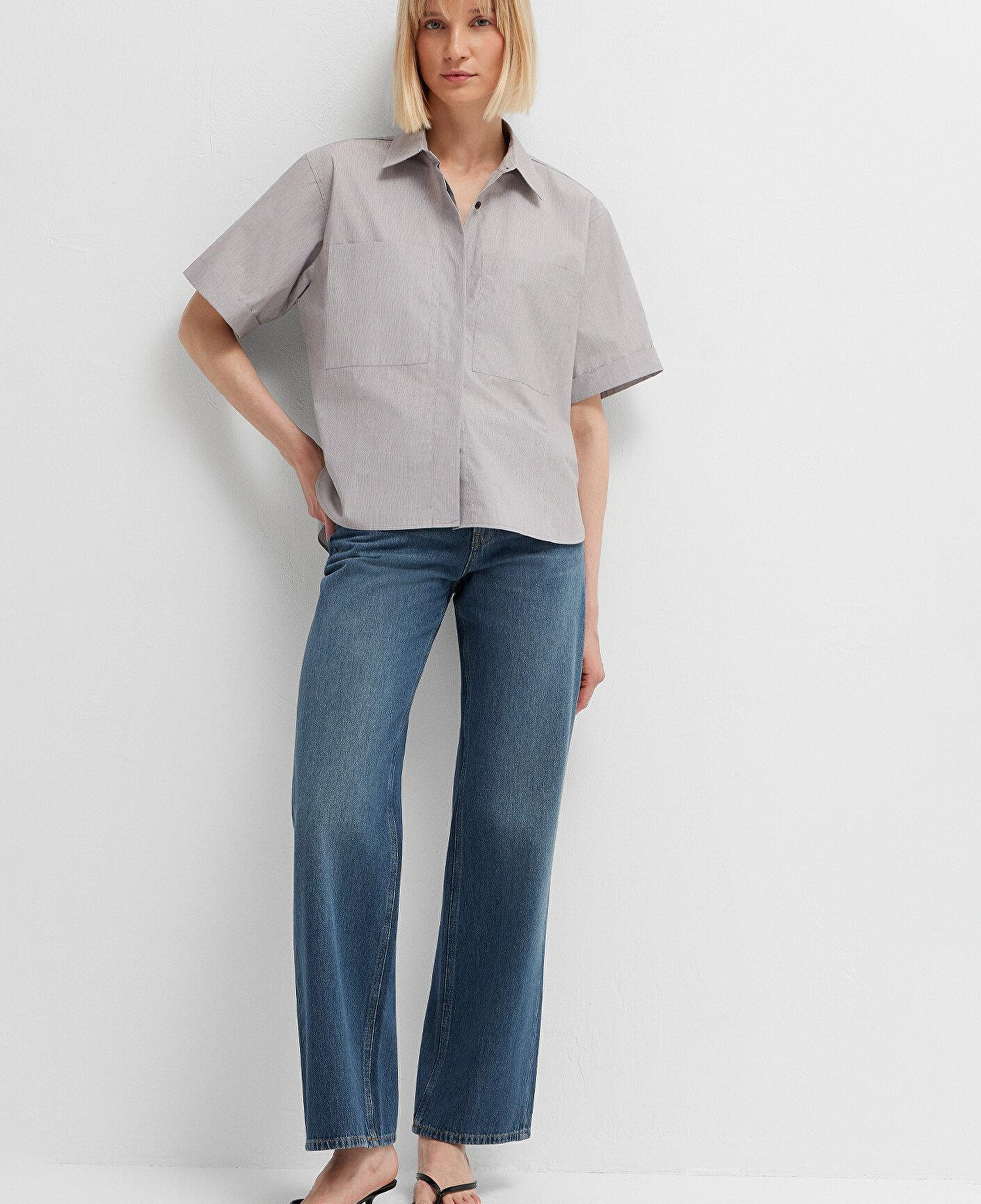Mavi Kahverengi Gömlek Loose Fit / Bol Rahat Kesim 1211535-88068