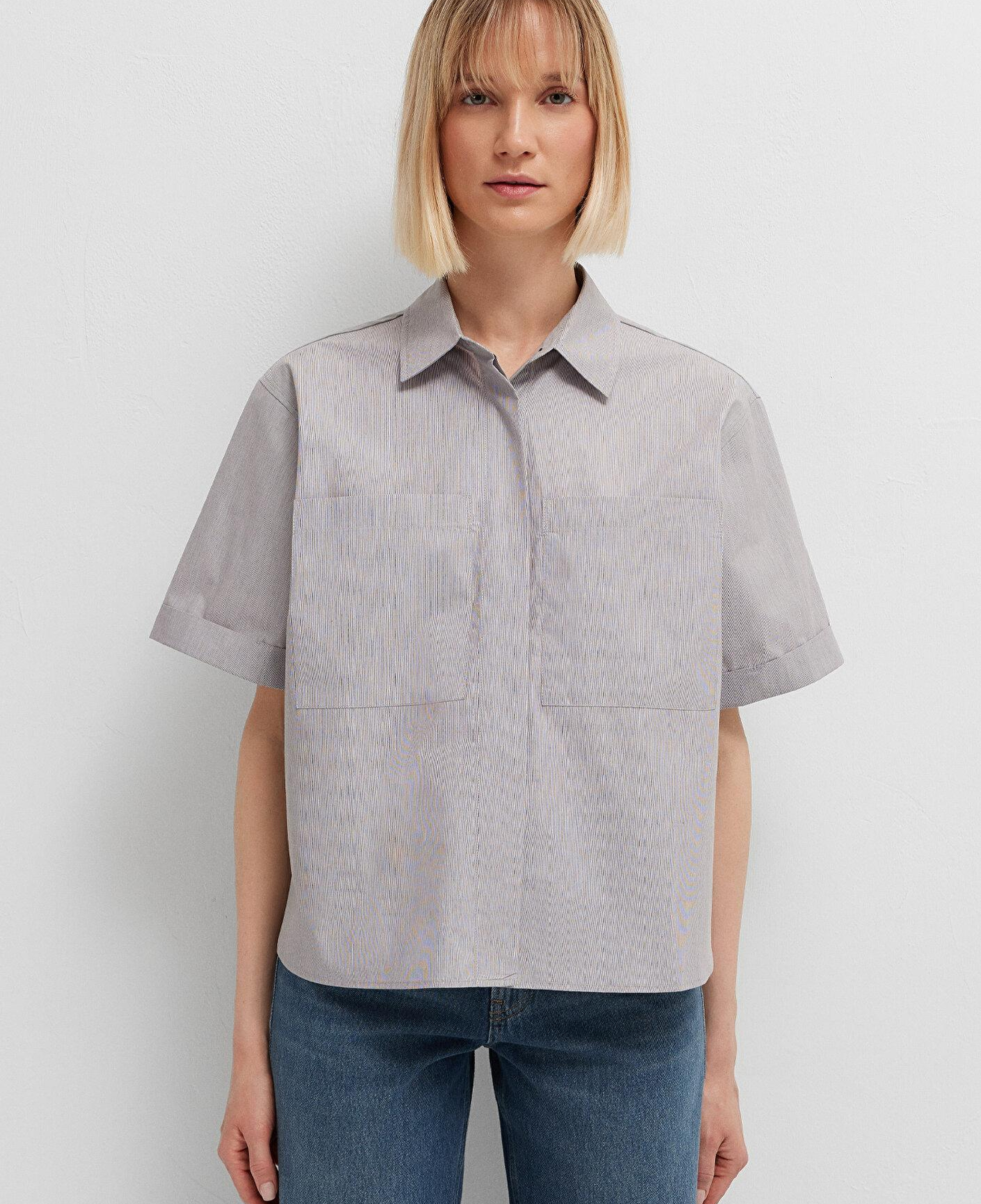 Mavi Kahverengi Gömlek Loose Fit / Bol Rahat Kesim 1211535-88068