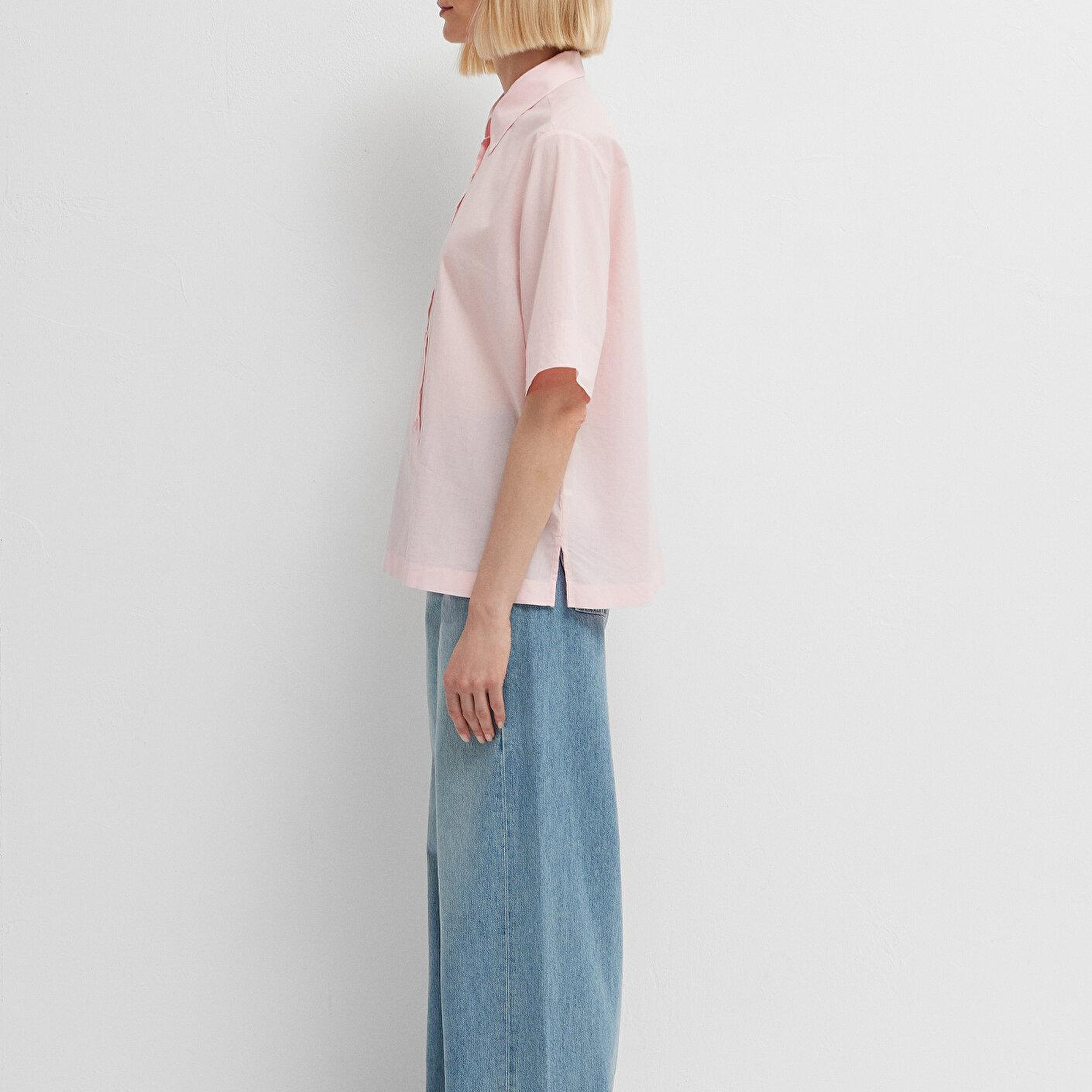 Mavi Pembe Gömlek Loose Fit / Bol Rahat Kesim 1211615-87110
