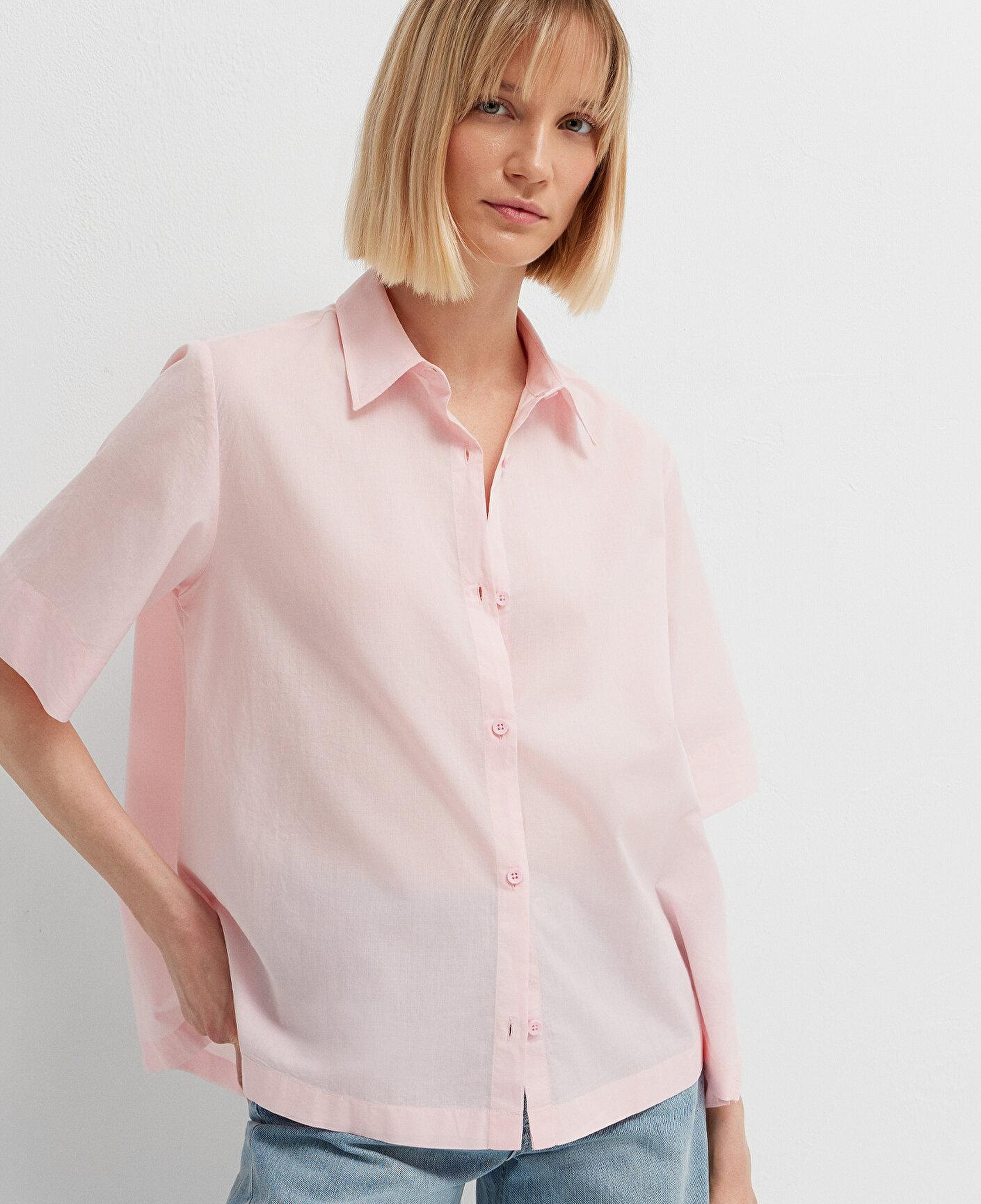 Mavi Pembe Gömlek Loose Fit / Bol Rahat Kesim 1211615-87110