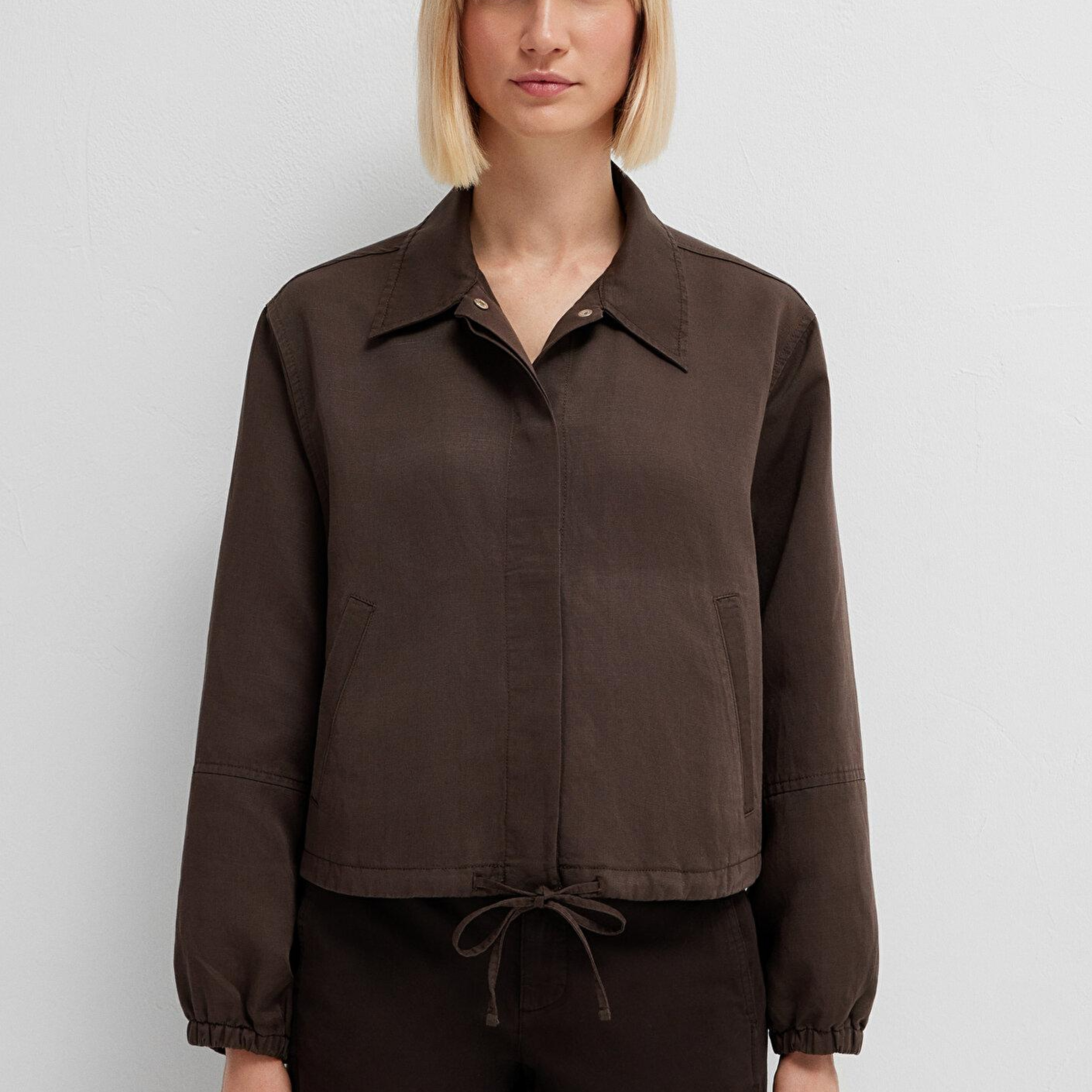 Mavi Keten Karışımlı Kahverengi Ceket Loose Fit / Bol Rahat Kesim 1110891-91100