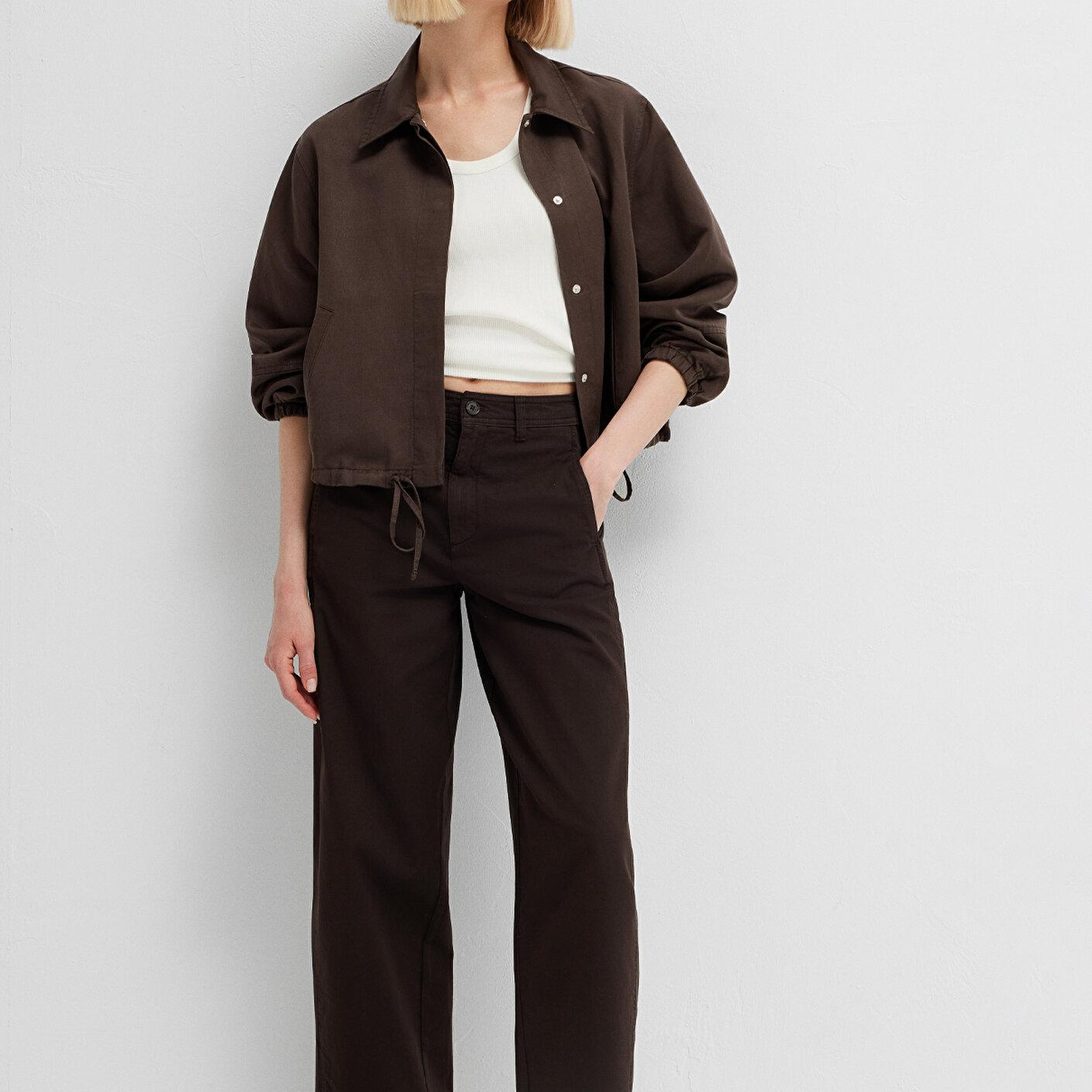 Mavi Keten Karışımlı Kahverengi Ceket Loose Fit / Bol Rahat Kesim 1110891-91100