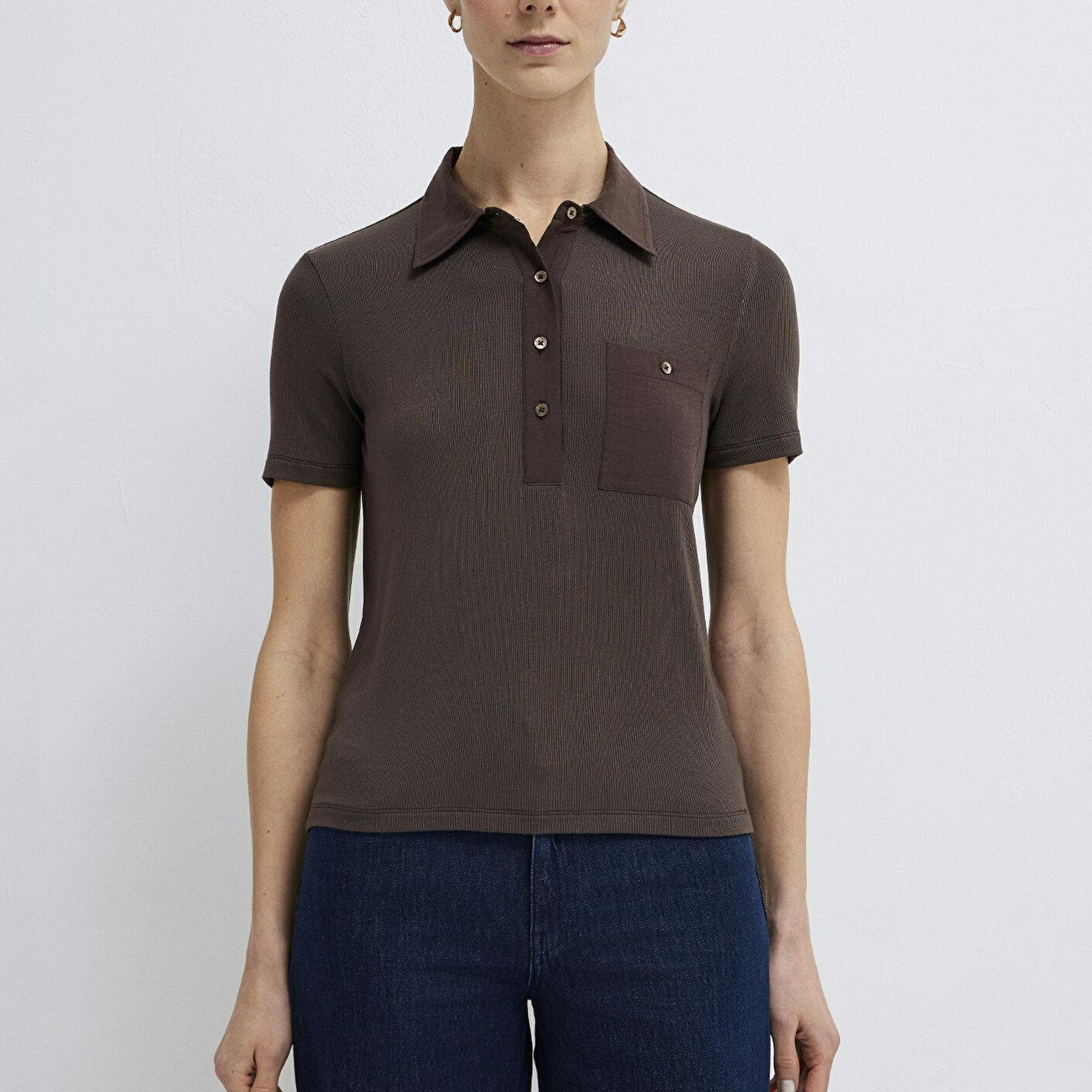 Mavi Kahverengi Polo Tişört Semi Slim Fit / Yarı Dar Kesim 1613849-91100