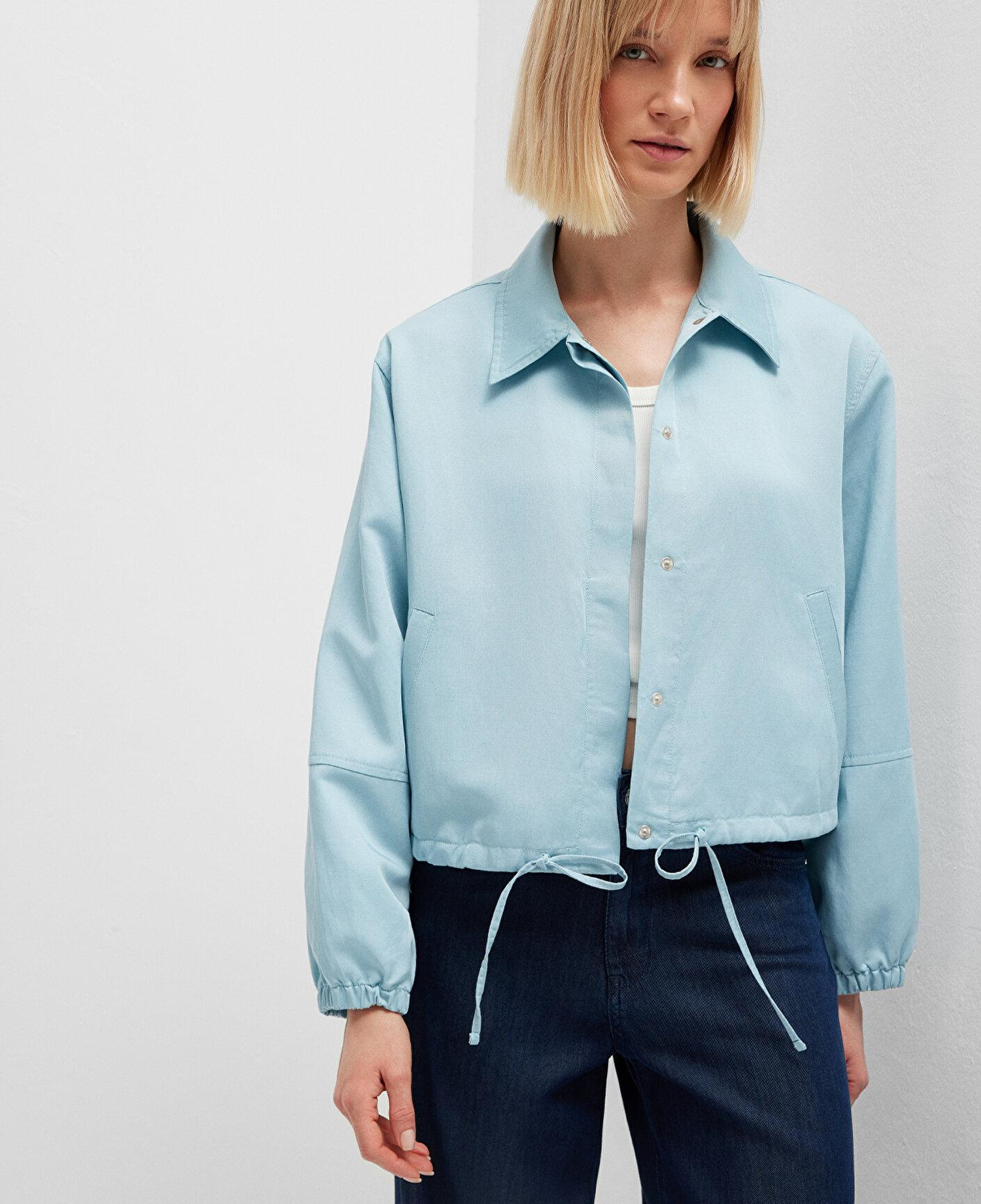 Mavi Keten Karışımlı Mavi Ceket Loose Fit / Bol Rahat Kesim 1110891-70820